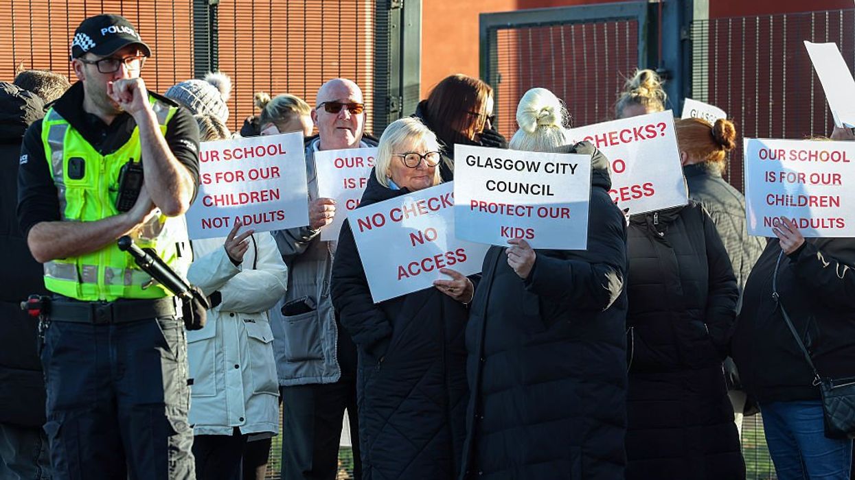 Migrants trying to learn English at primary school face 'protect our kids' protest