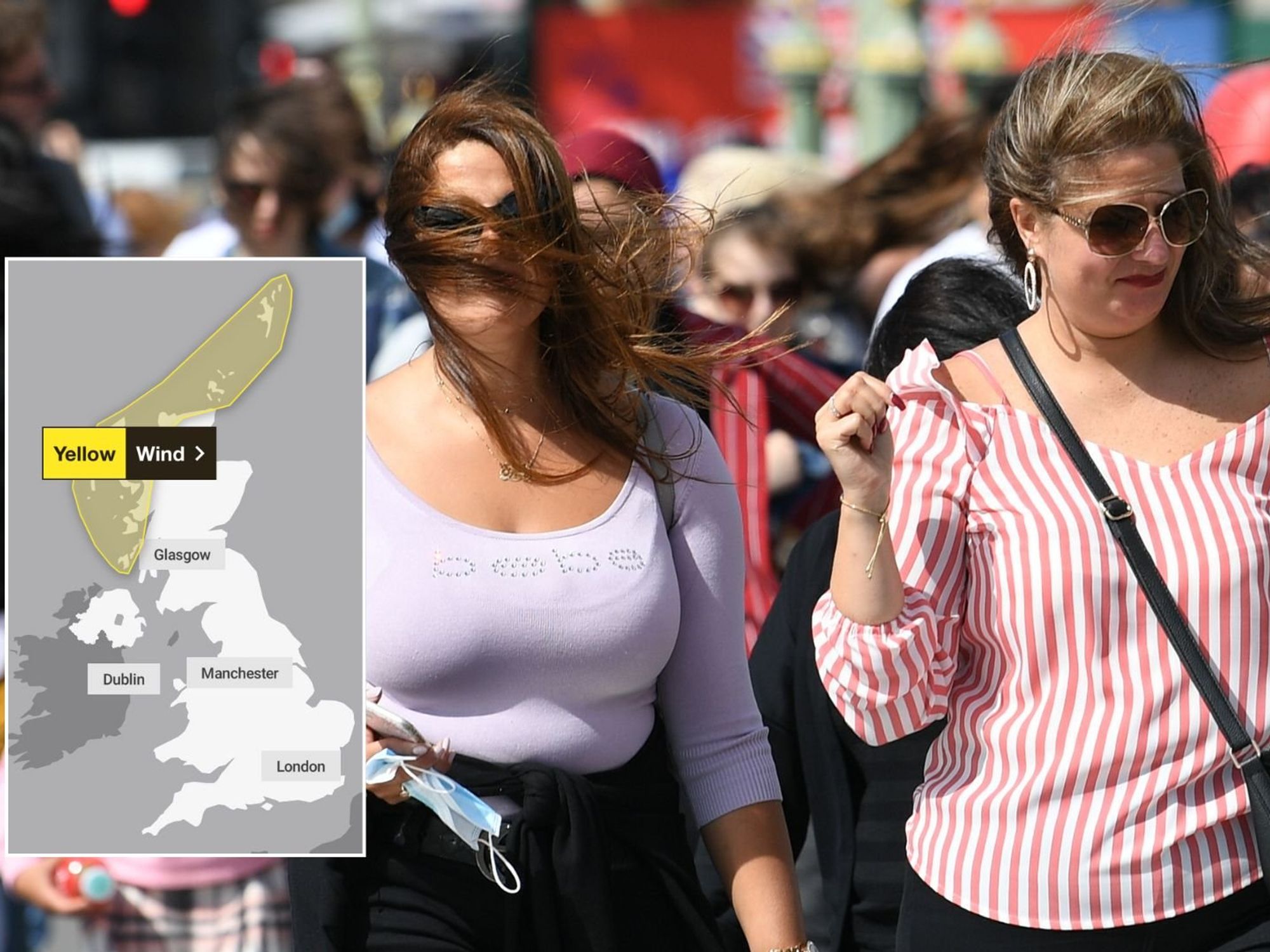 Met Office issues yellow weather alert as Britons warned of strong winds that could cause travel ...