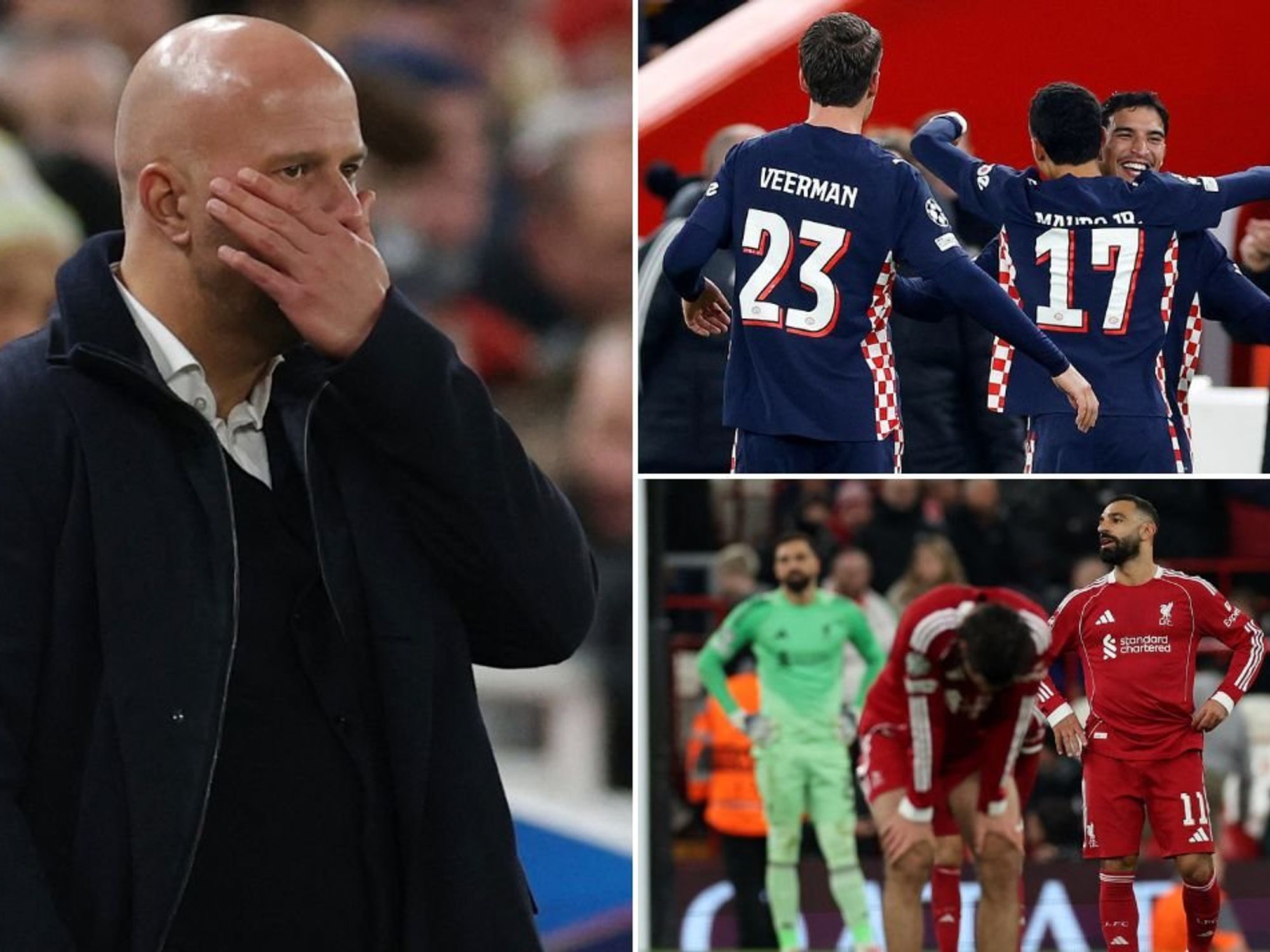 Liverpool boss Arne Slot under immense pressure after conceding FOUR to PSV at Anfield