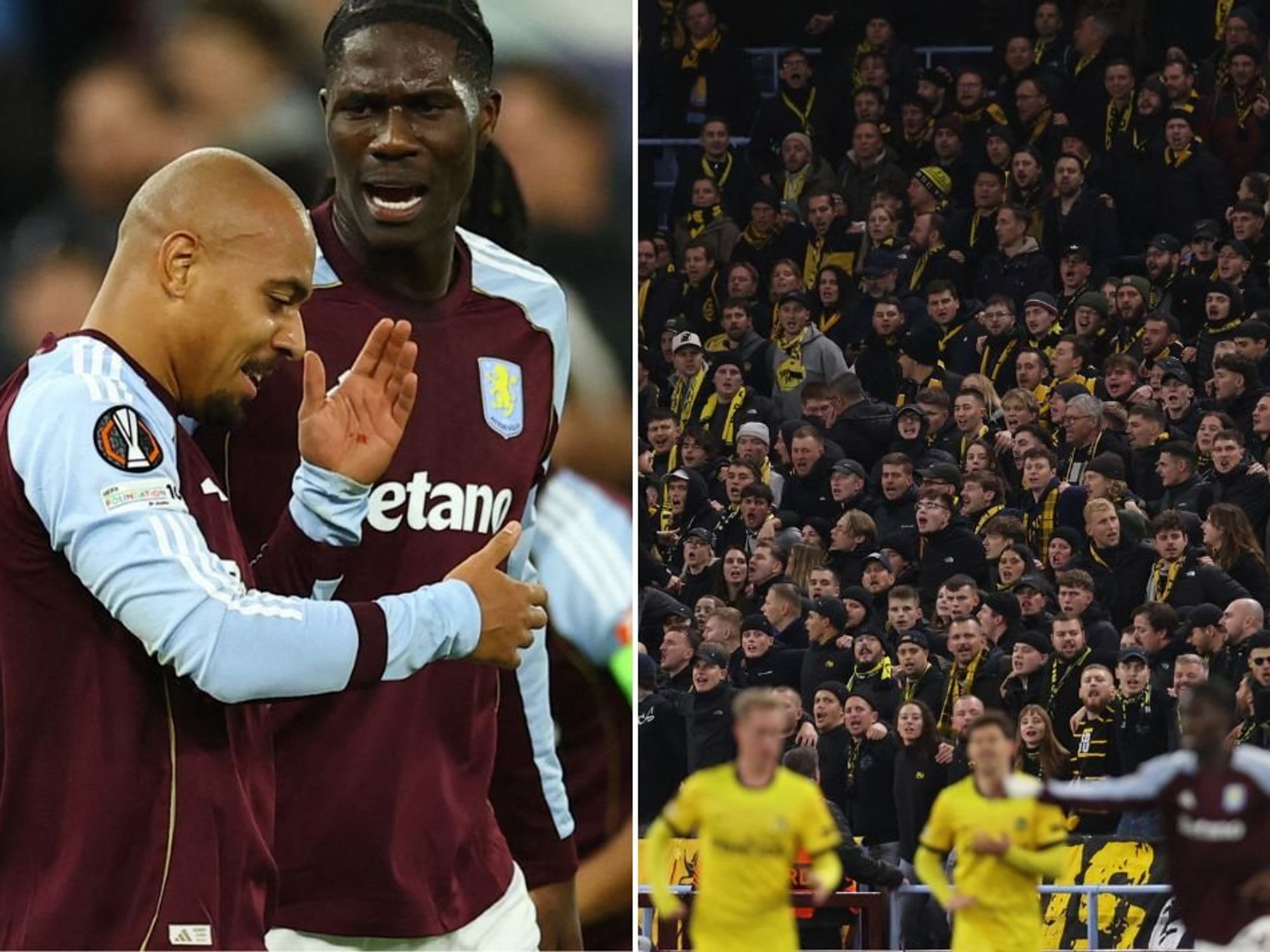 Aston Villa star left bleeding as Young Boys fans throw seats at police in chaotic Europa League scenes