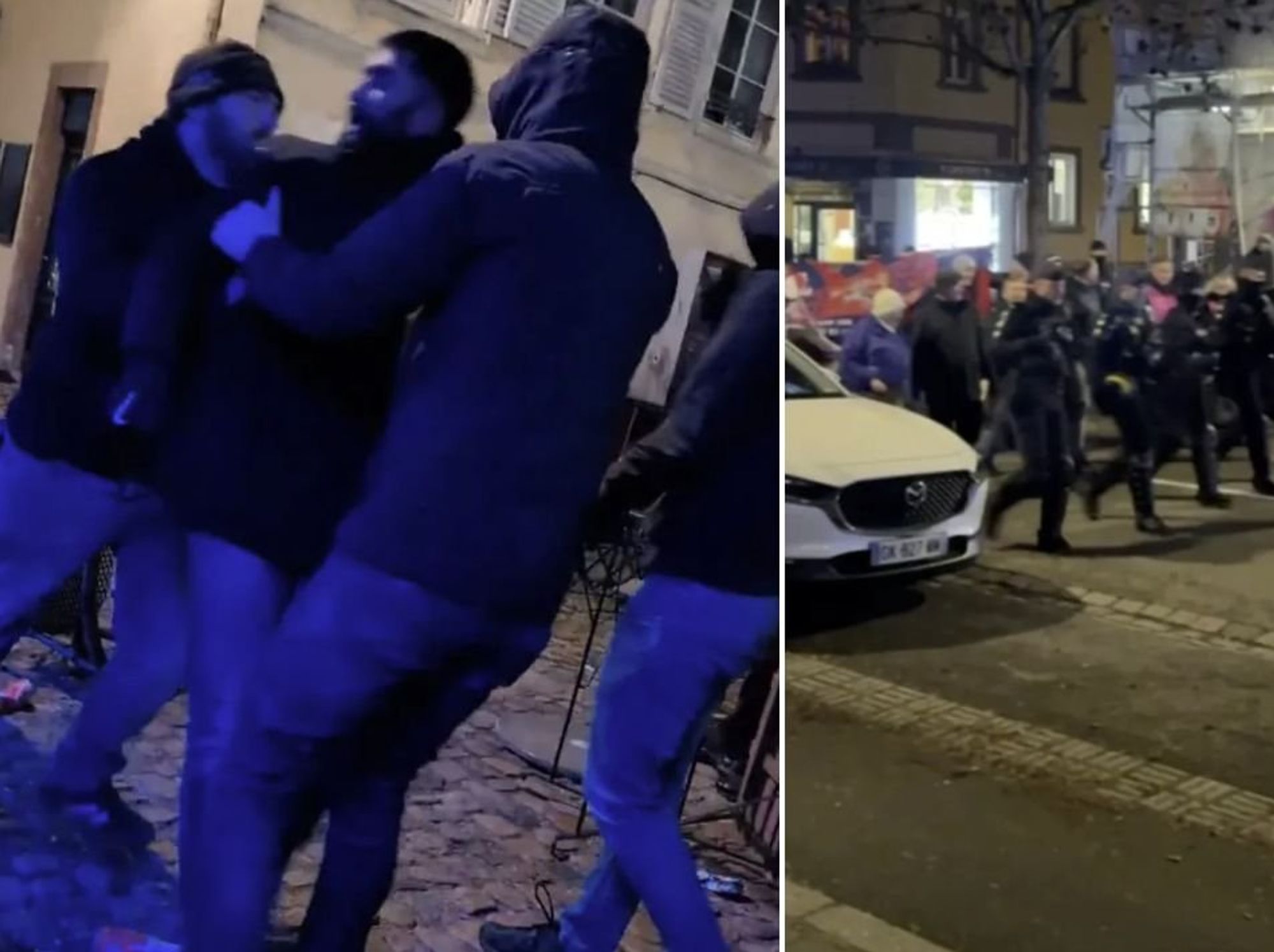 Crystal Palace fans clash with riot police as windows smashed and chairs thrown ahead of European tie