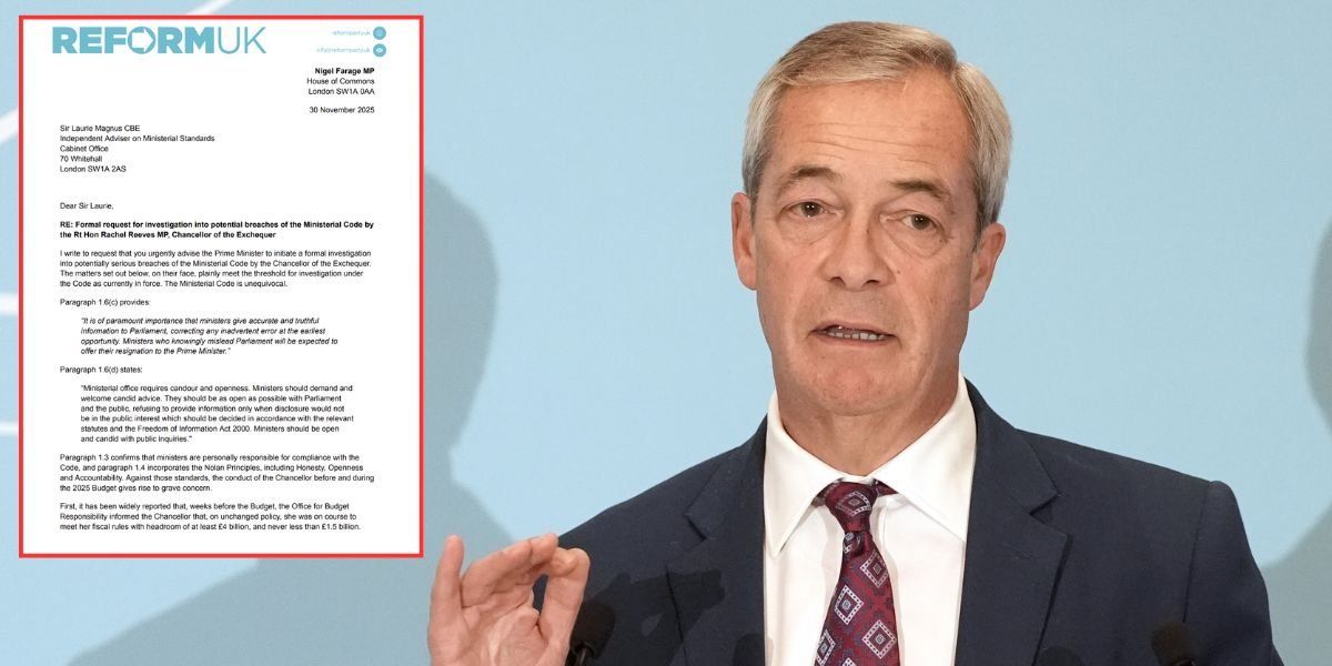 Nigel Farage reports Rachel Reeves to PM’s ethics adviser after ‘serious Budget breach’ allegations Nigel Farage reports Rachel Reeves to PM’s ethics adviser after ‘serious Budget breach’ allegations