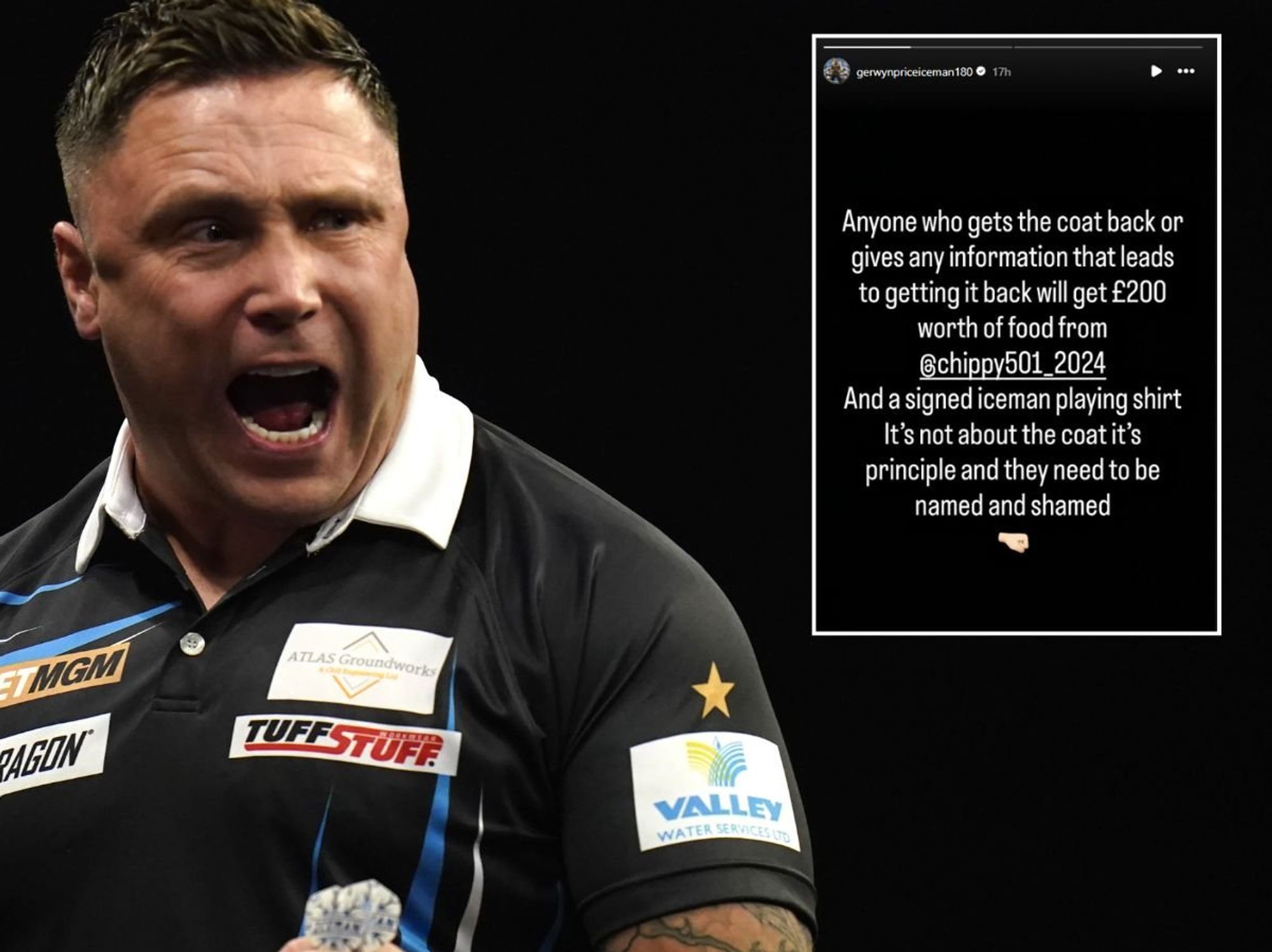 Gerwyn Price offers reward worth £200 after having treasured item stolen - 'They need to be named...