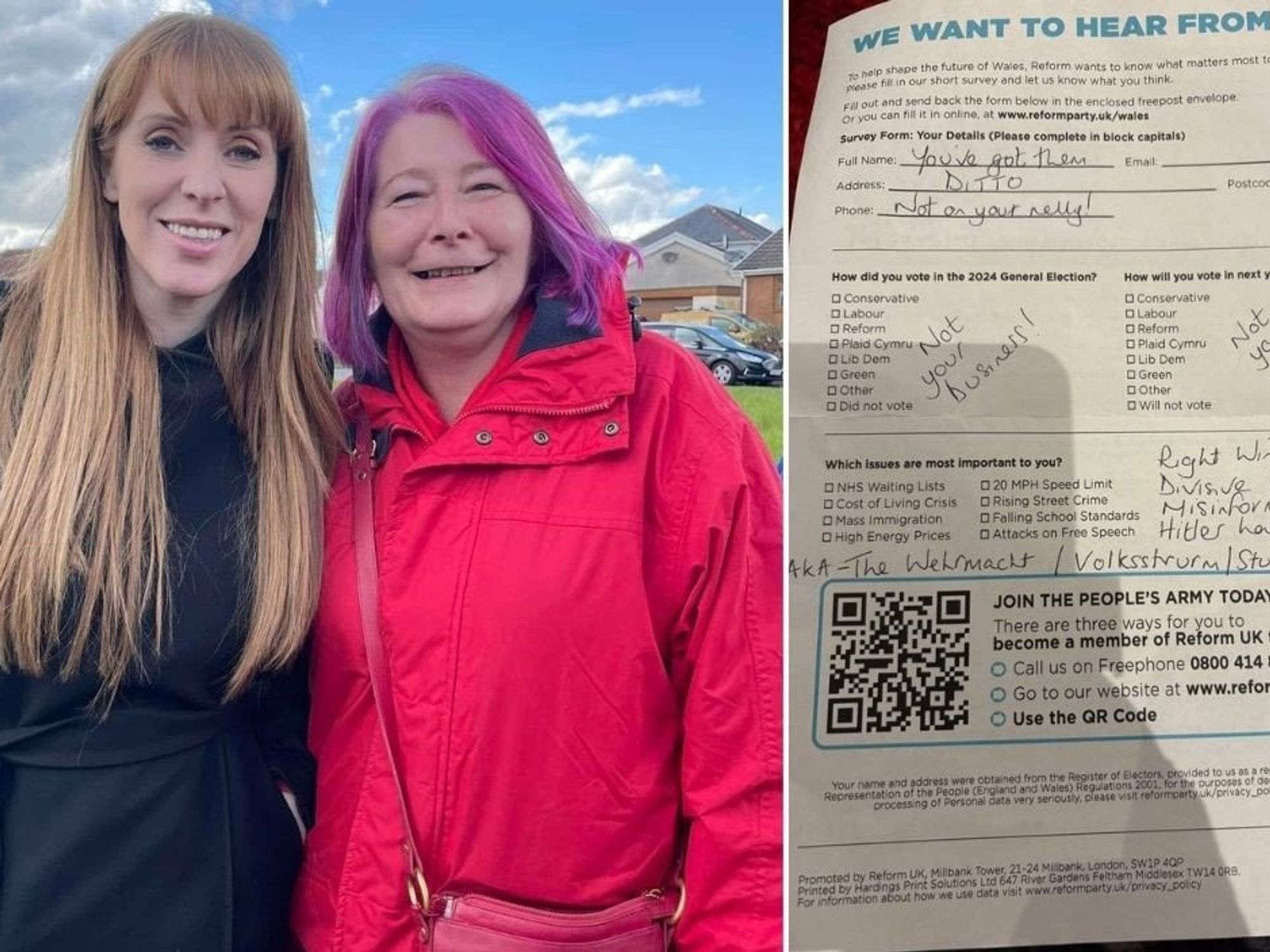 Reform rages against 'dirty tactics' after Labour candidate compares members to Nazi soldiers 'co...