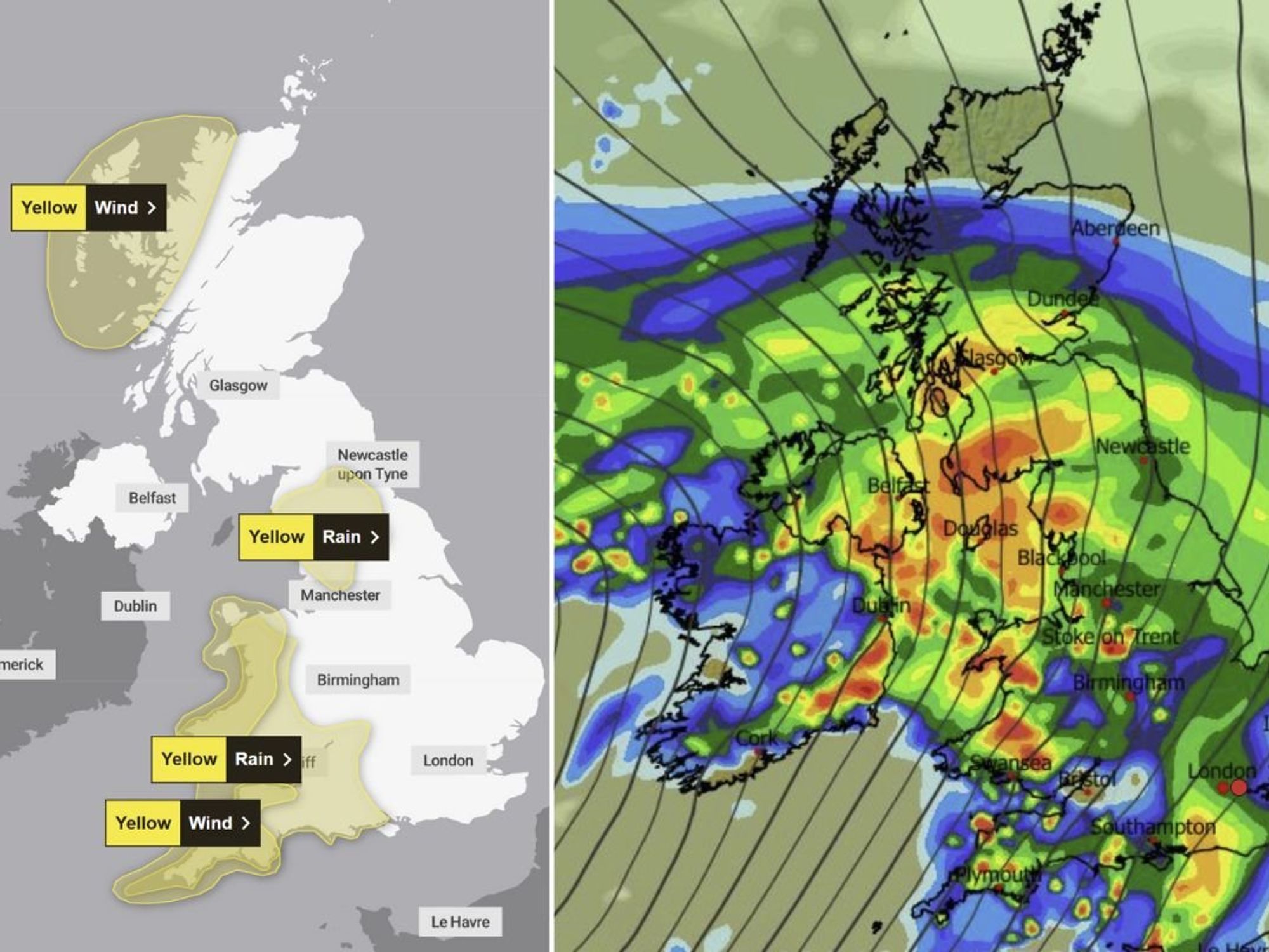 UK weather: Met Office issues set of yellow warnings as Britons face four days of chaos