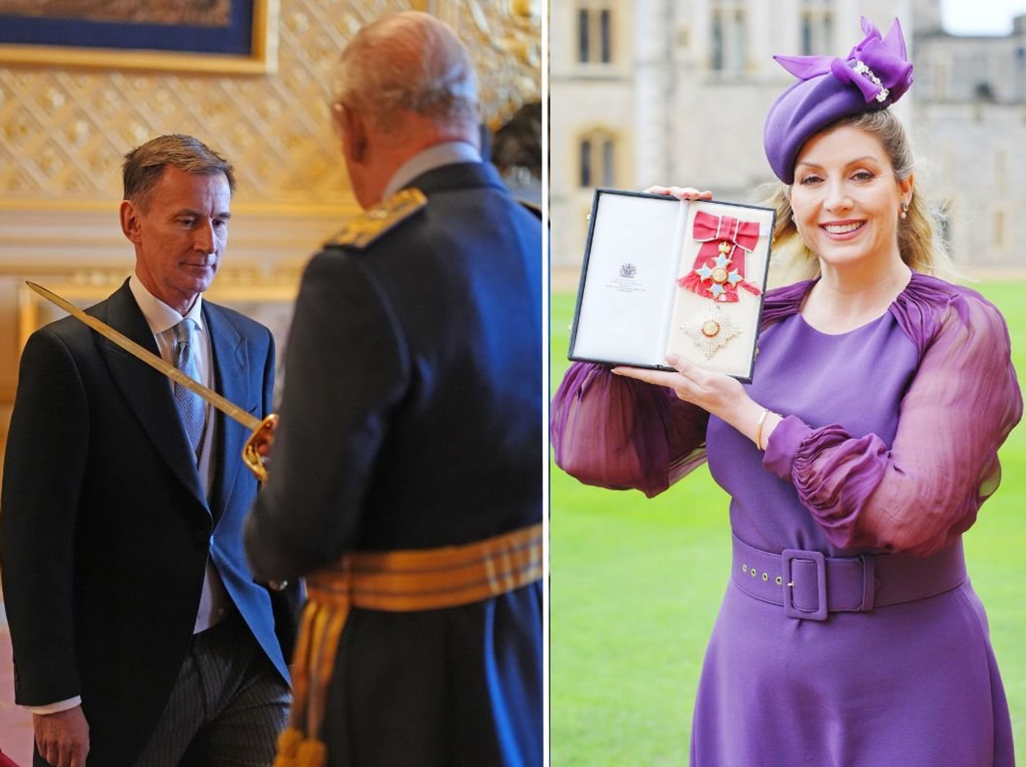 King Charles presents knighthood to Jeremy Hunt and damehood to Penny Mordaunt