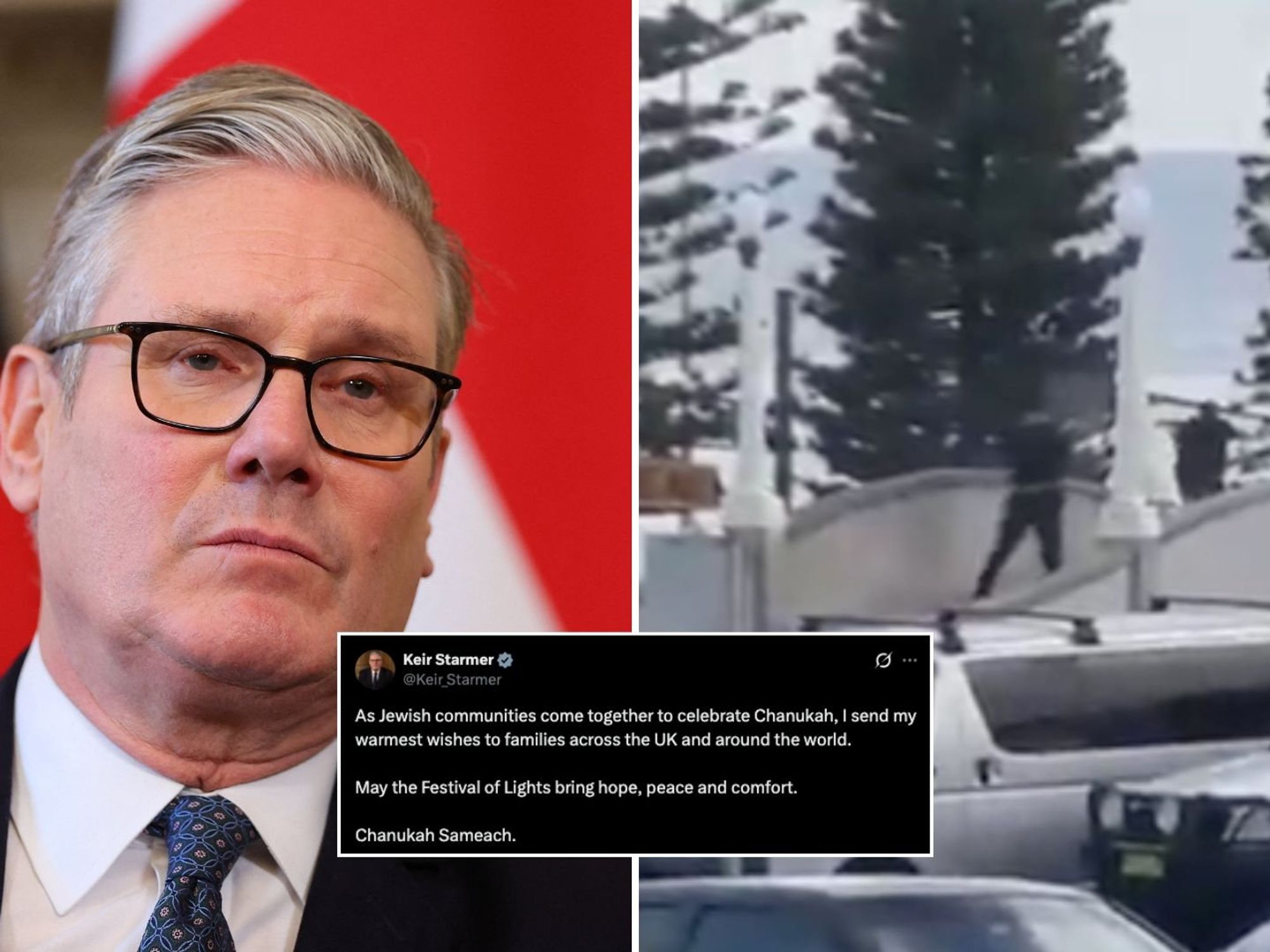 Keir Starmer posts happy Hanukkah message as shooters open fire during Jewish celebrations in Australia