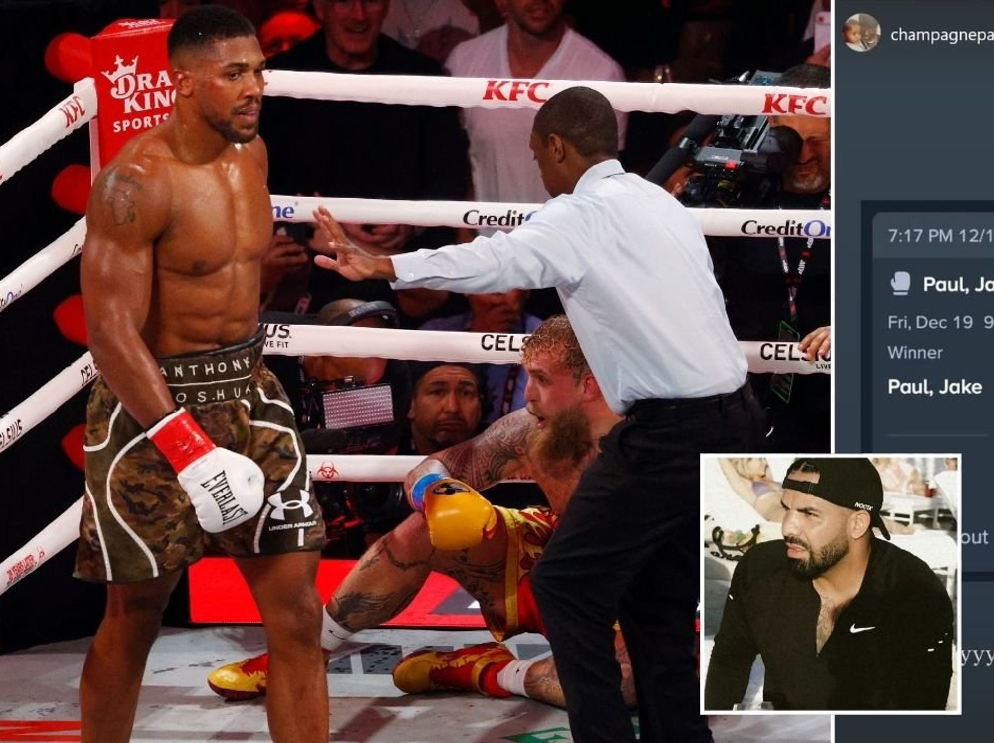 Drake misses out on £1.2million after Anthony Joshua's knockout victory over Jake Paul as curse continues