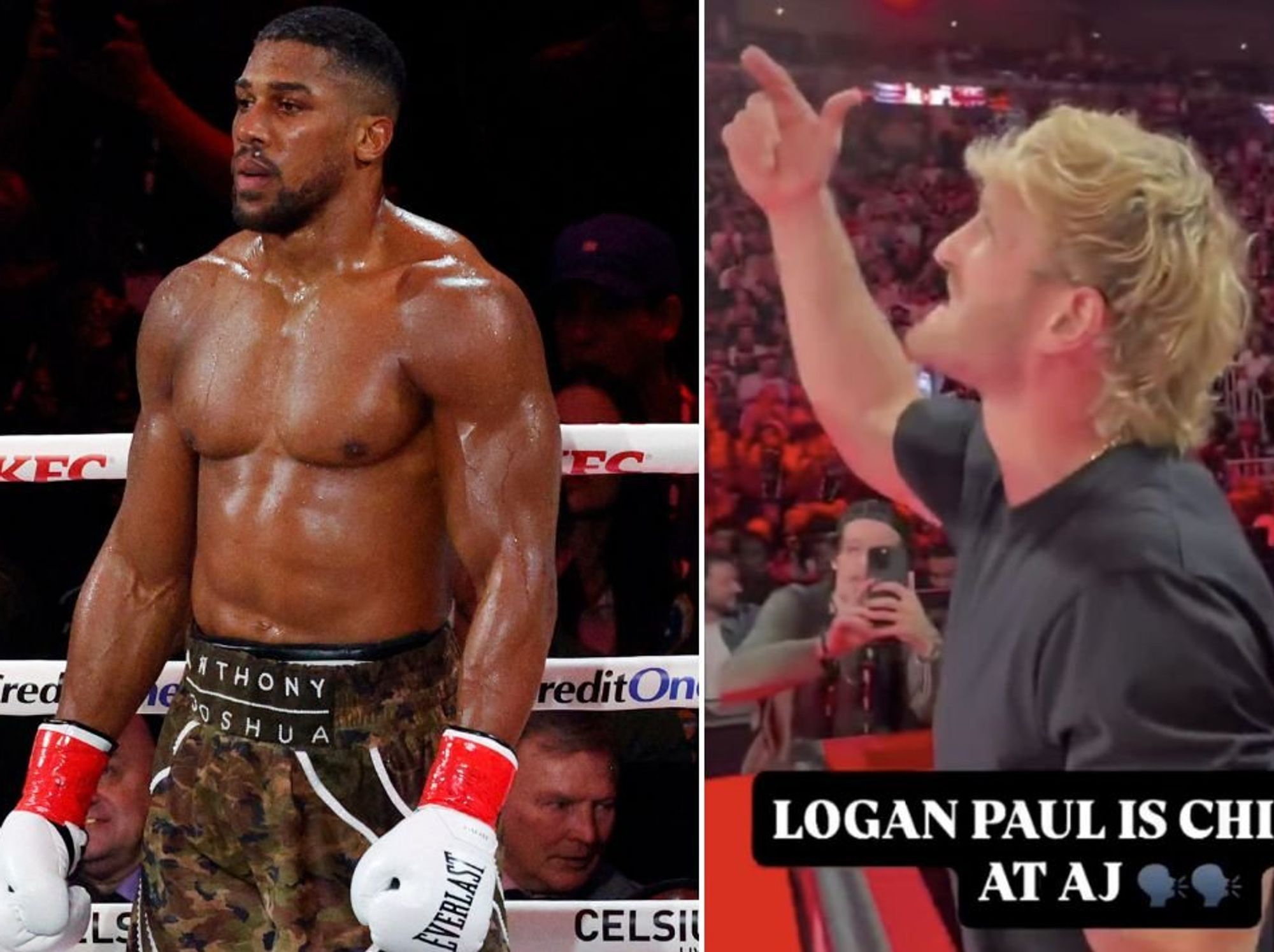 Logan Paul's cringeworthy message for Anthony Joshua seconds before knocking brother Jake Paul out