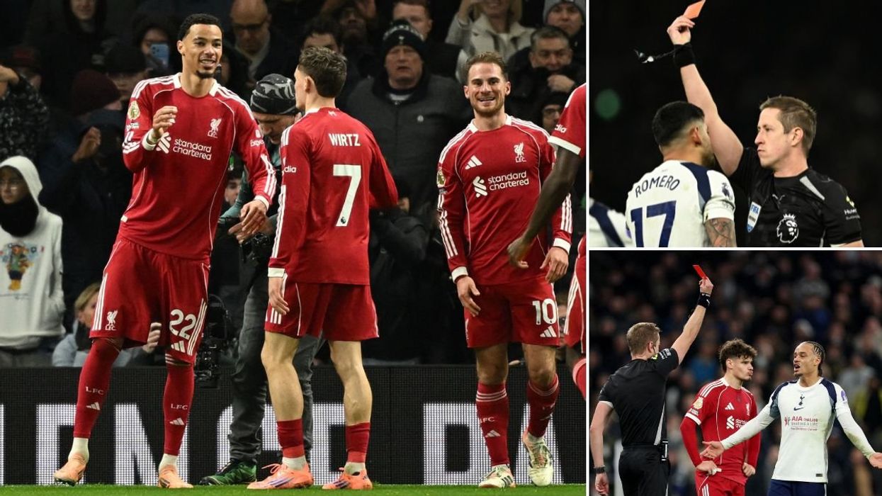 Liverpool edge past nine-men Tottenham after chaotic clash as Cristian Romero and Xavi Simons see red