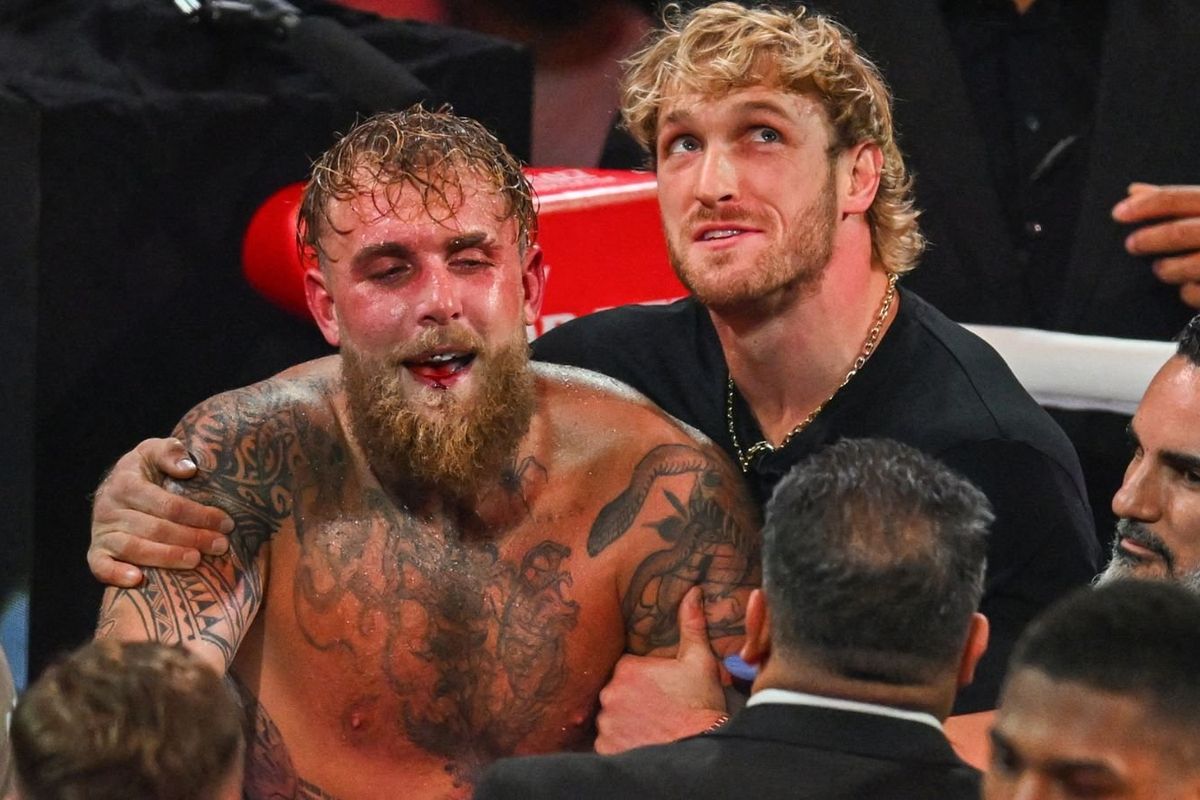 Jake Paul forced to eat 'world's most expensive hot dog' via a blender after losing Anthony Joshua fight