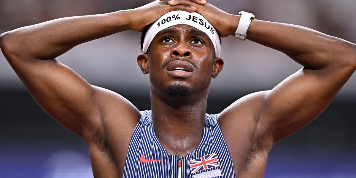 British sprinter who broke athletics rules with ‘100 per cent Jesus’ headband opens up on power of Christianity when he competes British sprinter who broke athletics rules with ‘100 per cent Jesus’ headband opens up on power of Christianity when he competes