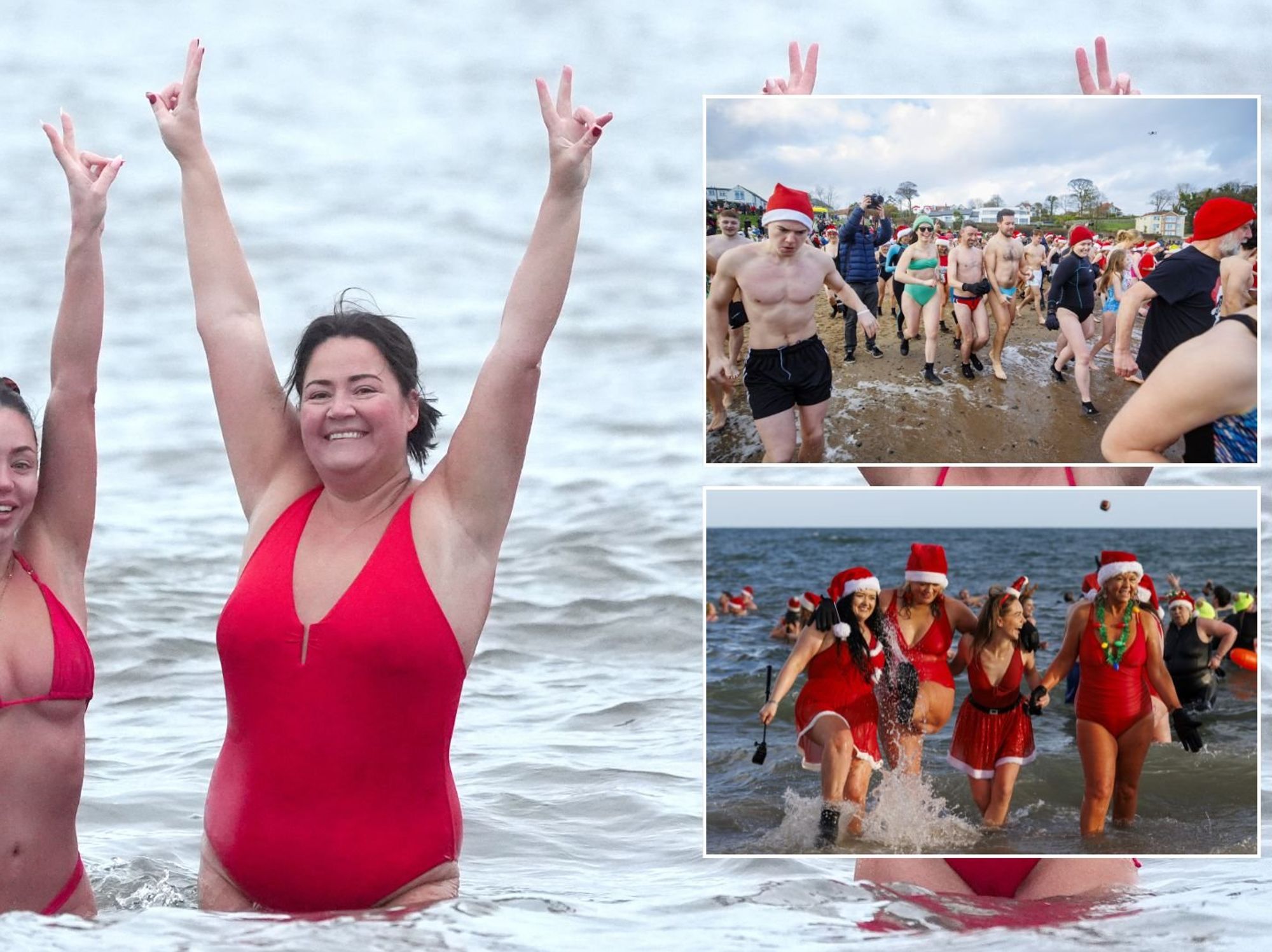Brave Britons dive into sea for Christmas Eve swim before temperatures plunge below freezing