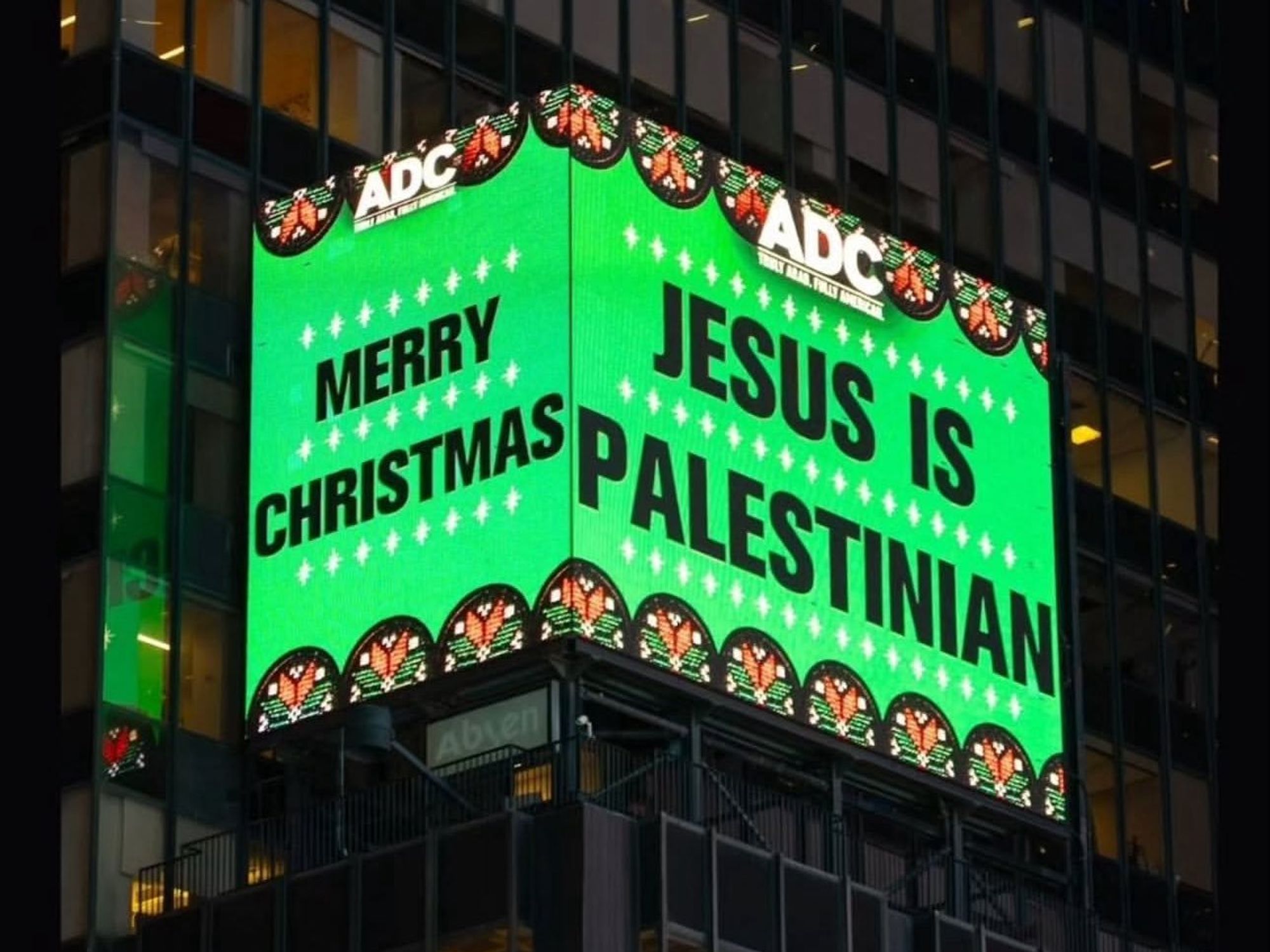 'Jesus is Palestinian' billboard sparks fury after 'nonsense' message lights up iconic New York landmark