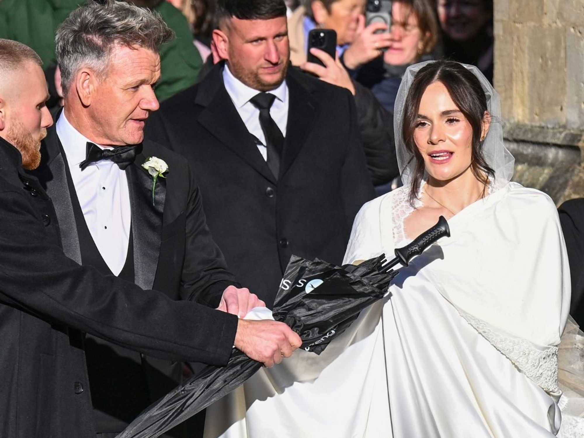 'Chaos' outside Adam Peaty and Holly Ramsay wedding as couple say 'I do' amid family dispute