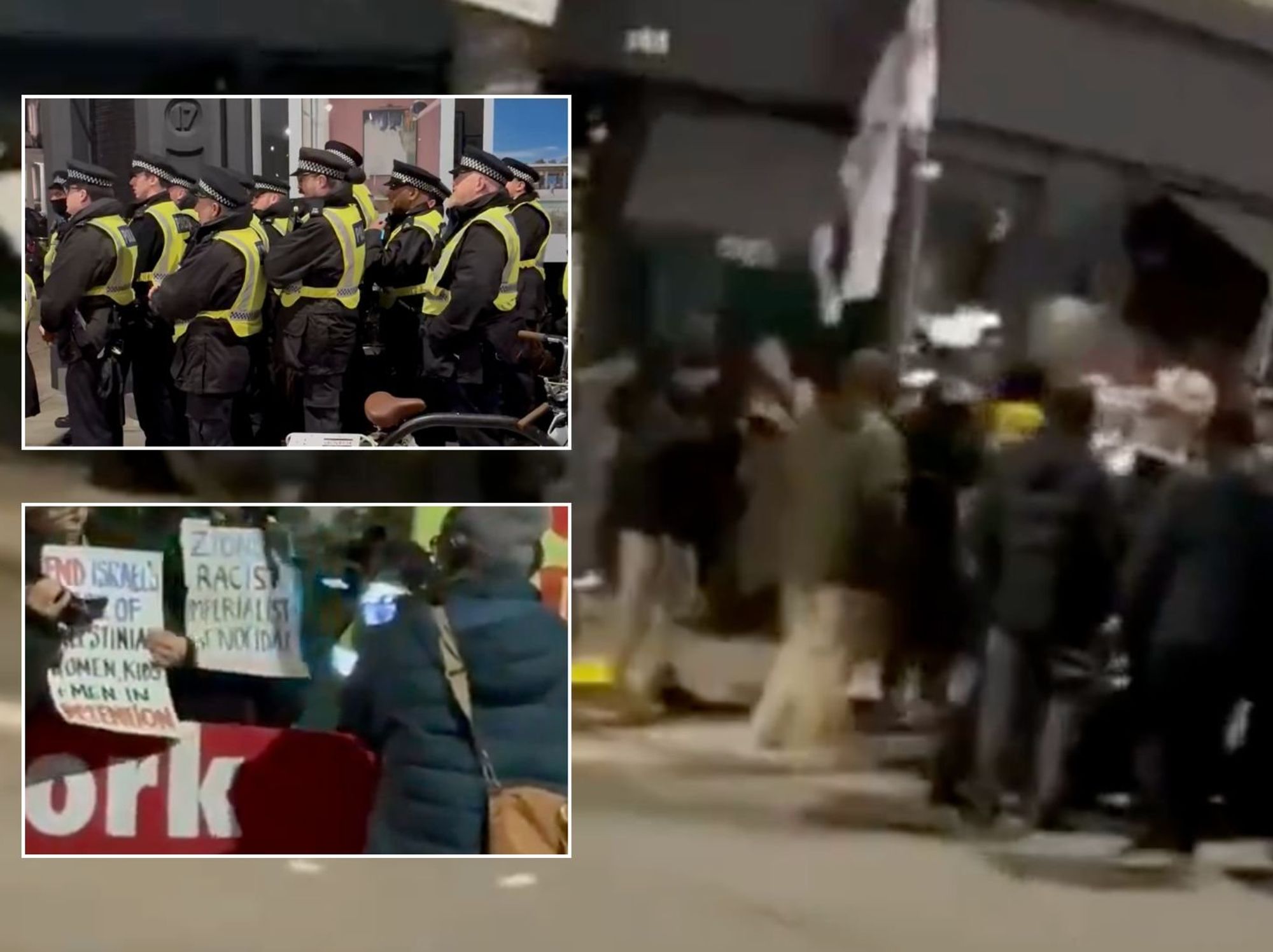 Police accused of 'standing by' while protesters target Israeli restaurant