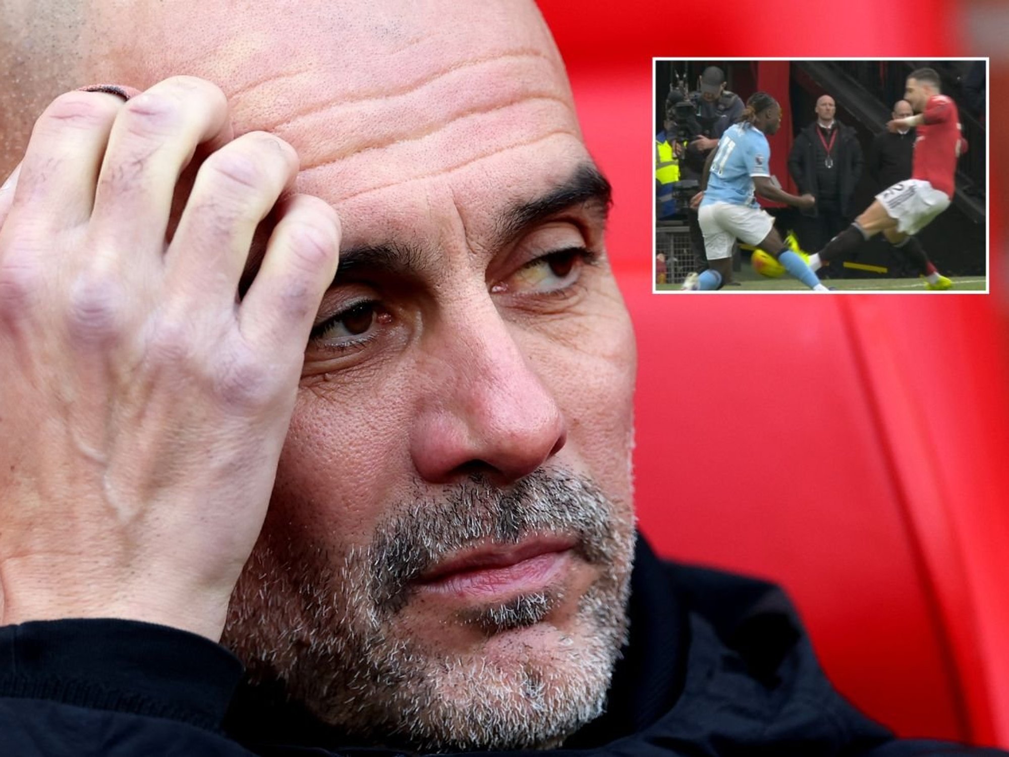 Man City boss Pep Guardiola makes feelings clear on Diogo Dalot escaping red card in defeat to Man Utd