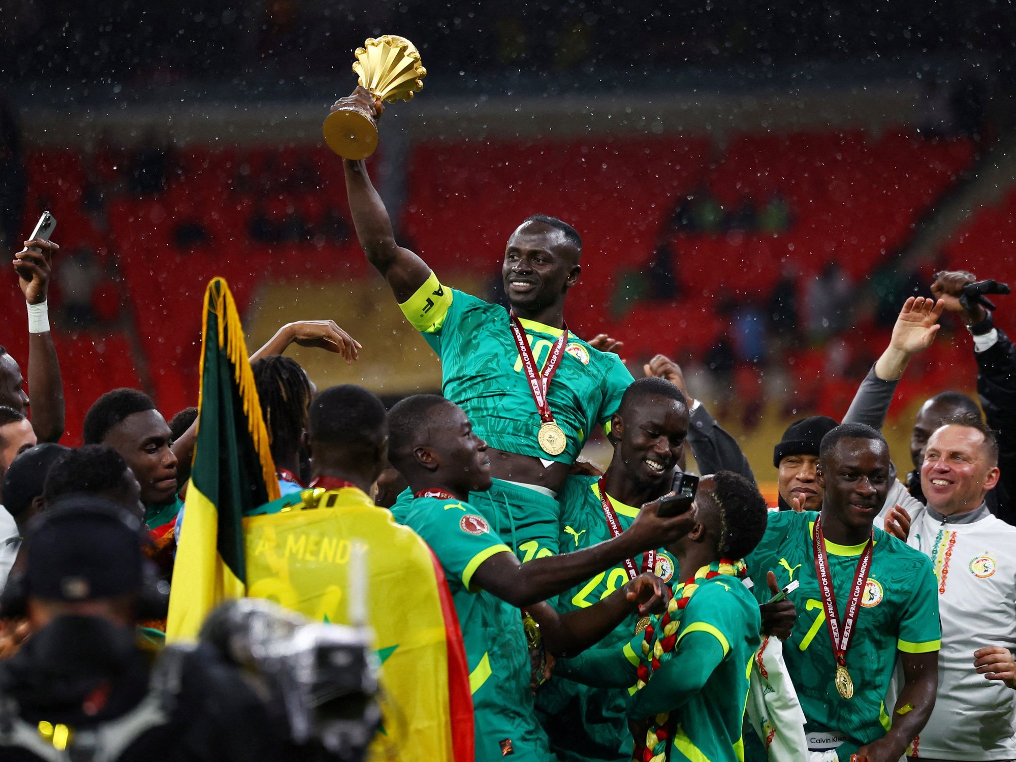 Sadio Mane, 33, celebrates Afcon win with 20-year-old wife and daughter as rare pictures emerge