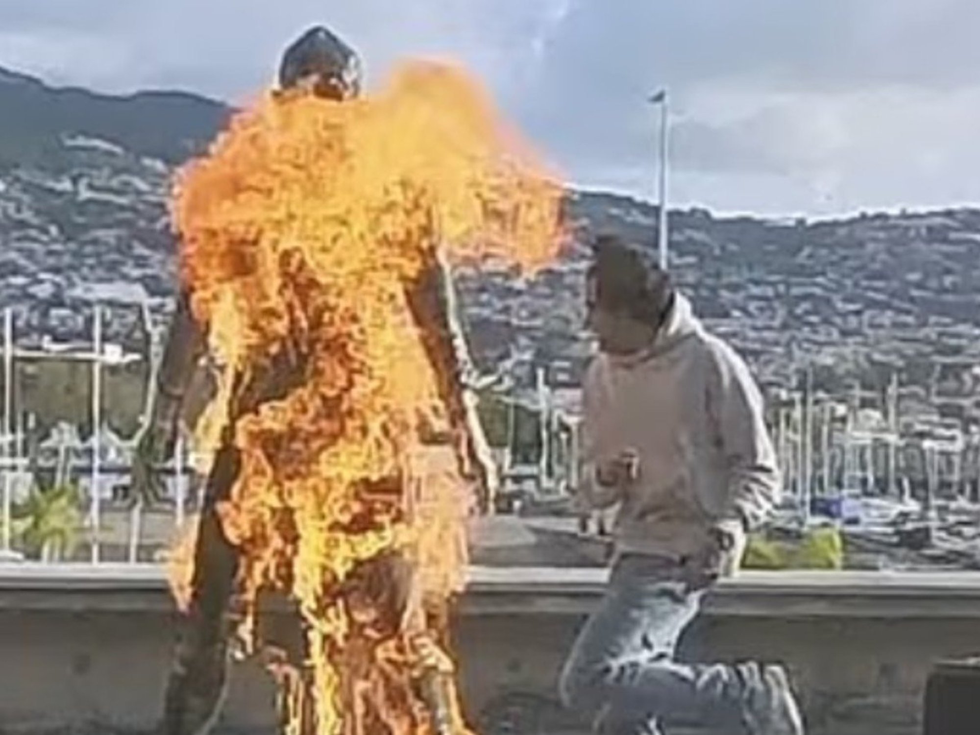 Cristiano Ronaldo statue set on fire with police hunting man responsible