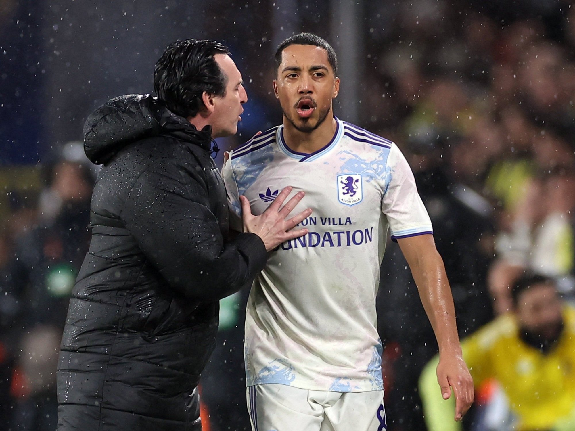 Unai Emery and Aston Villa star clash on touchline after coach shoves him in the chest in astonis...