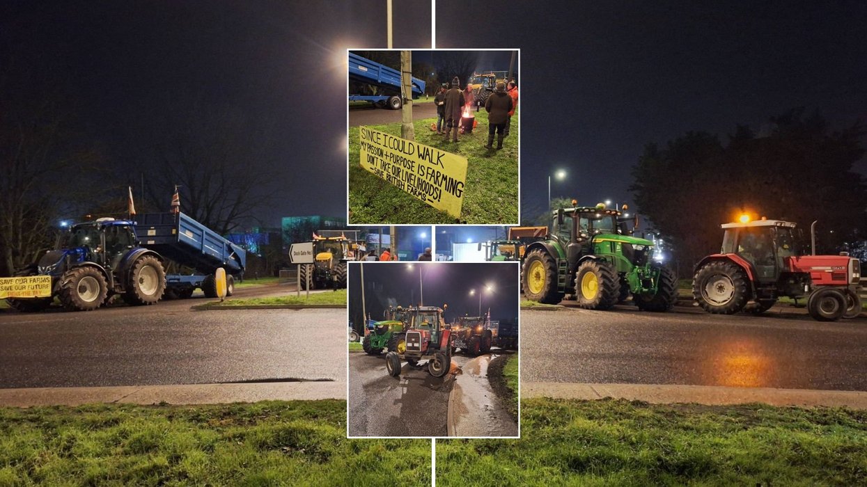 Farmers use tractors to BLOCK roads to Britain's largest shipping port in major new protest