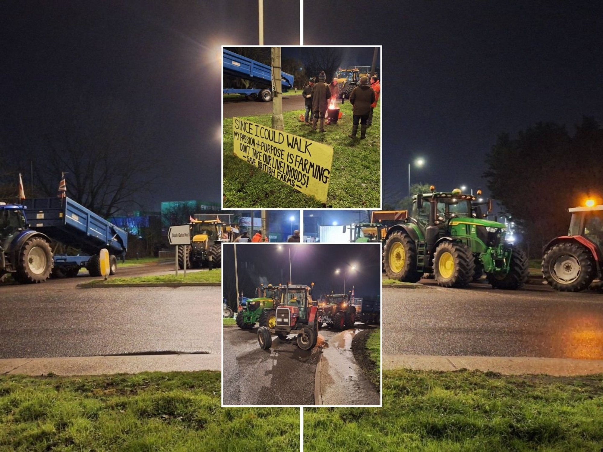 Farmers use tractors to BLOCK roads to Britain's largest shipping port in major new protest