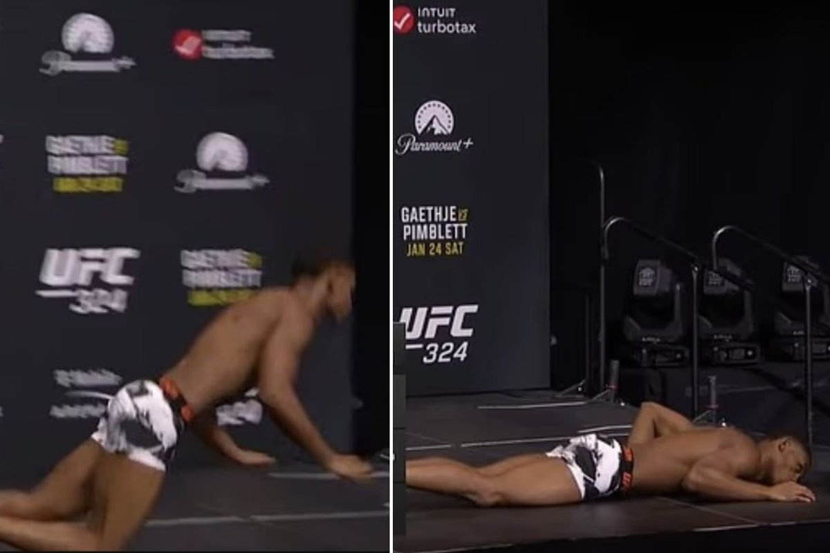 UFC star terrifyingly collapses on stage on live TV just hours before fight