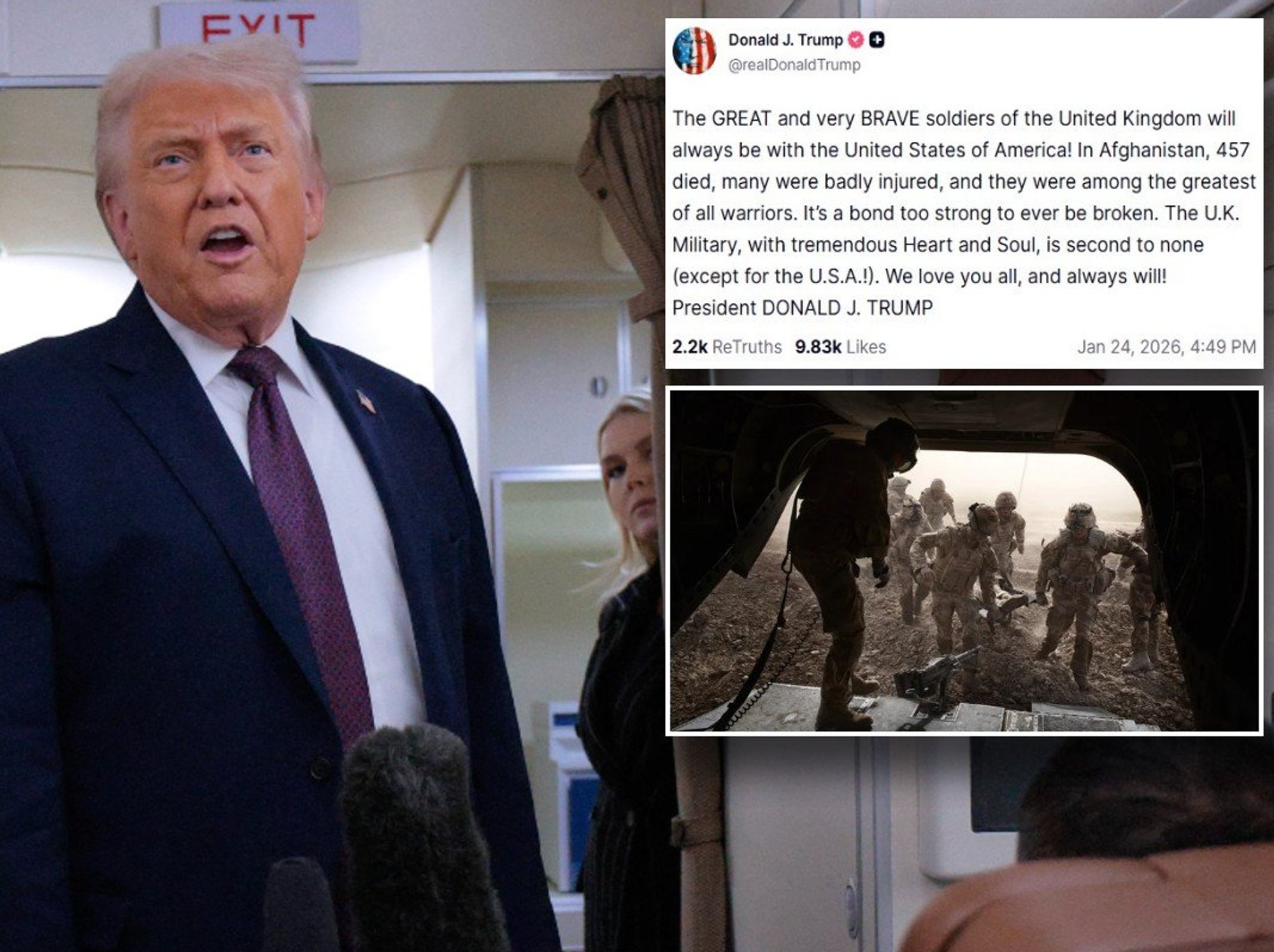 Donald Trump hails British soldiers as 'greatest of all warriors' in climbdown over Nato troops