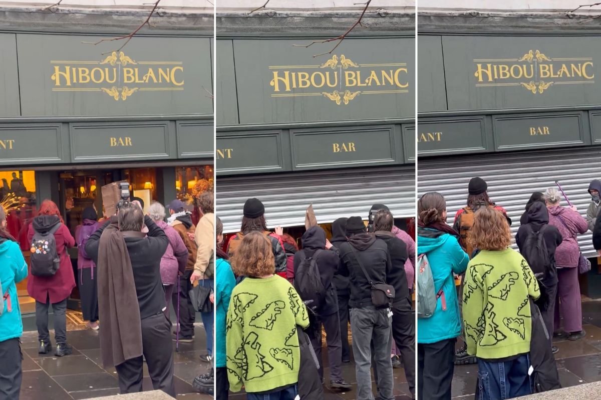PICTURED: Anti-Reform protesters target Nigel Farage as classy restaurant forced to close shutters