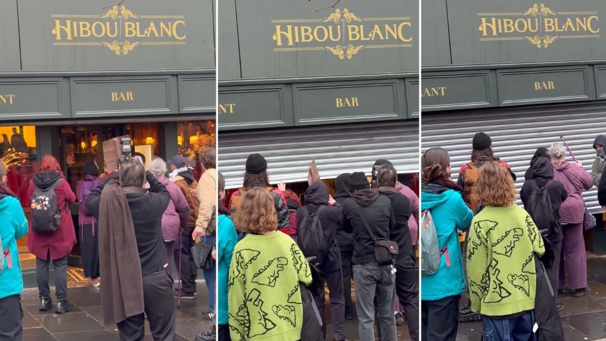 PICTURED: Anti-Reform protesters target Nigel Farage as classy restaurant forced to close shutters