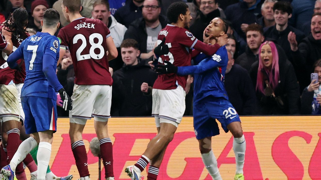 West Ham player sent off for 'violent conduct' during 22-man fracas in Chelsea clash