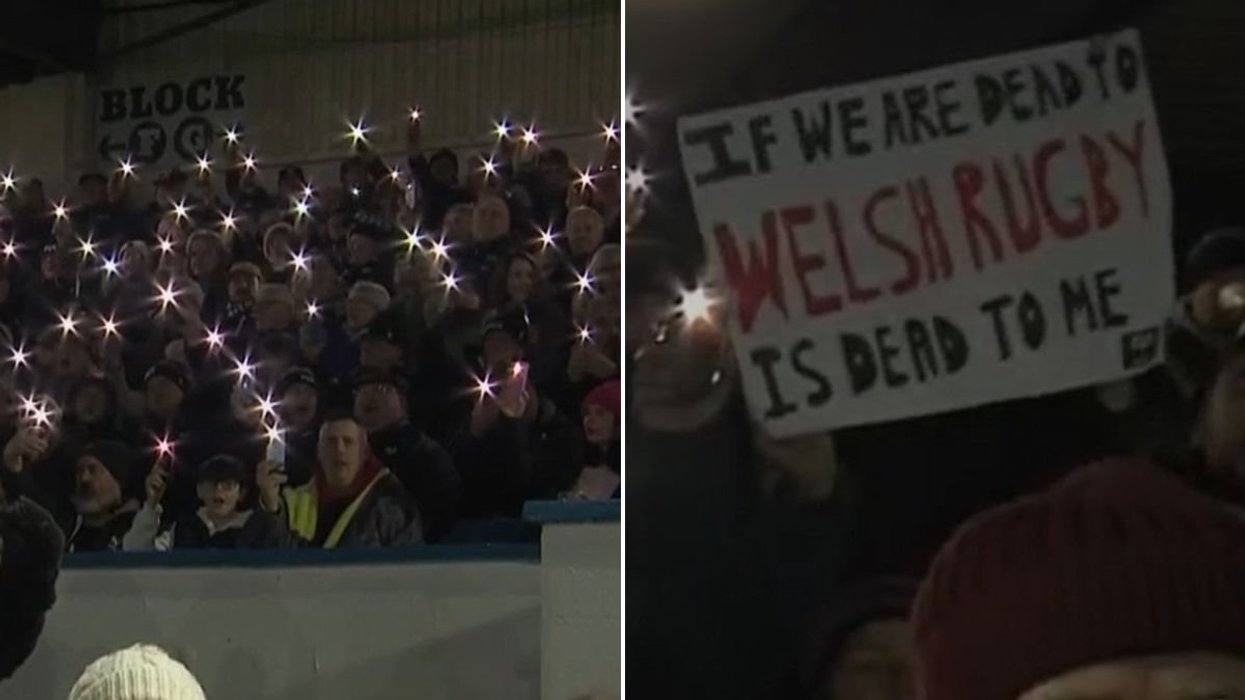'Shame on you!' Rugby fans stage protest against 'traitors' at crunch derby between Ospreys and Dragons