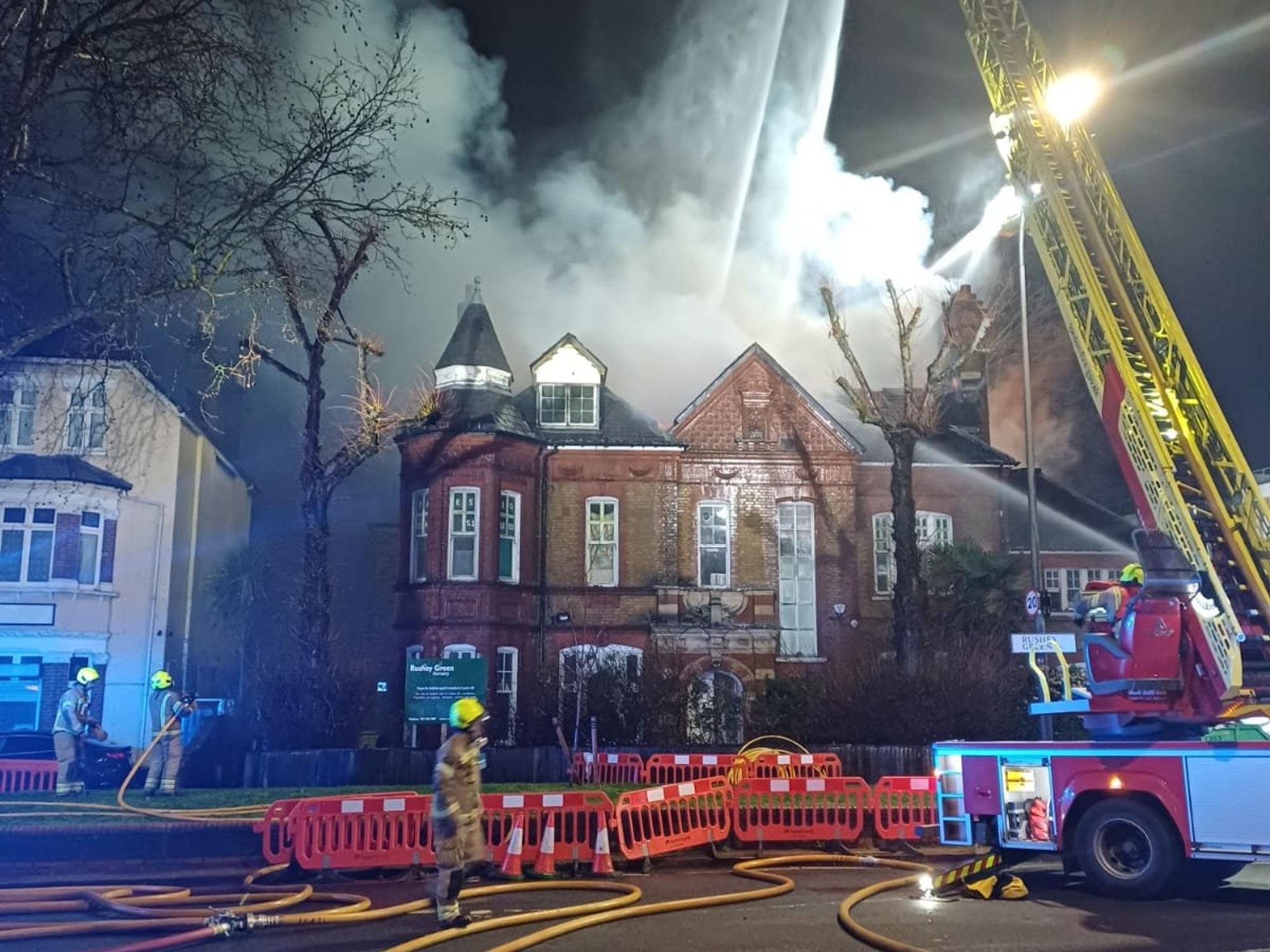 Fire engulfs London nursery as dozens of firefighters rush to scene to tackle huge blaze