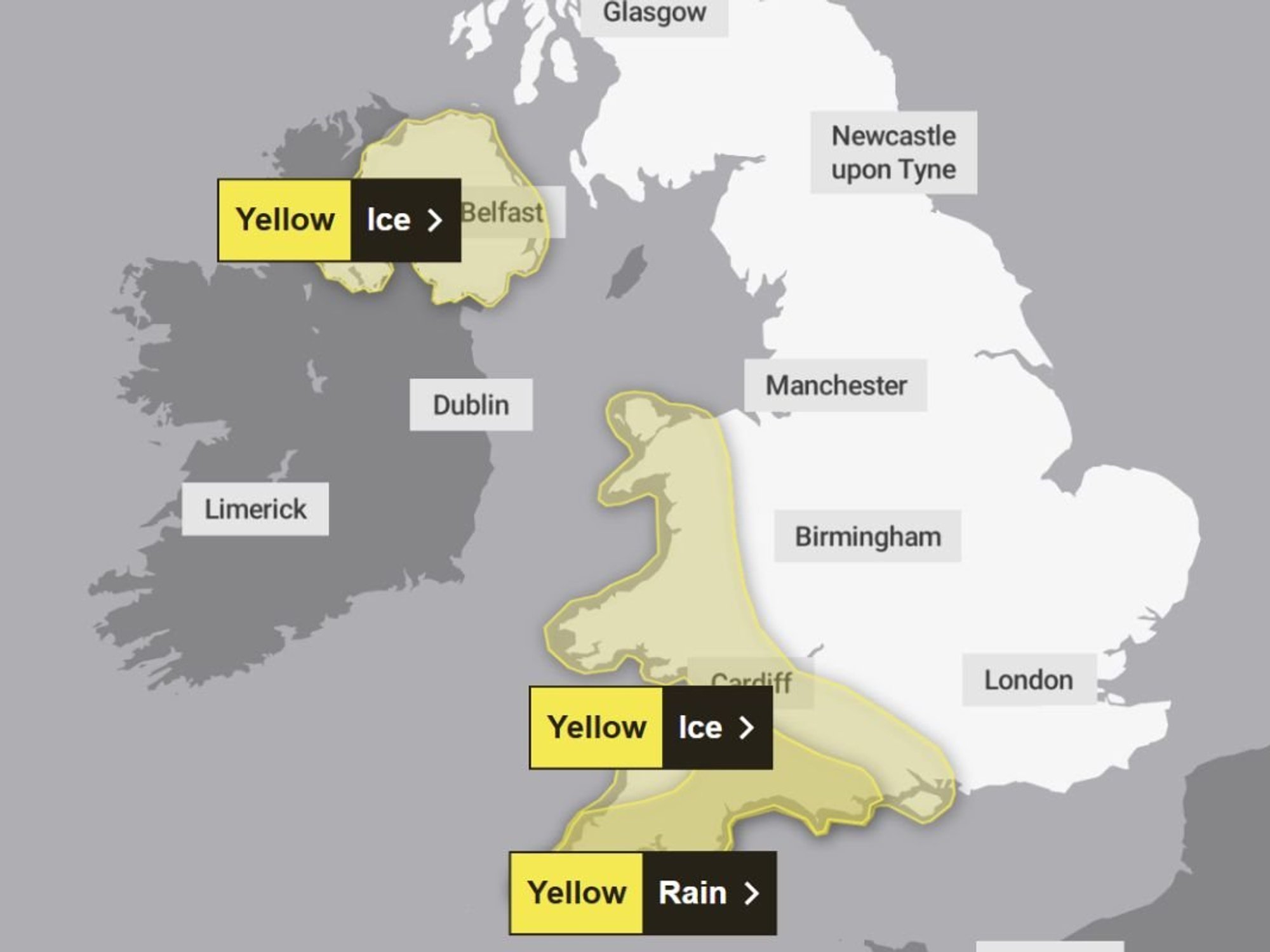 UK weather: Met Office issues three yellow warnings as temperatures plunge to -2C
