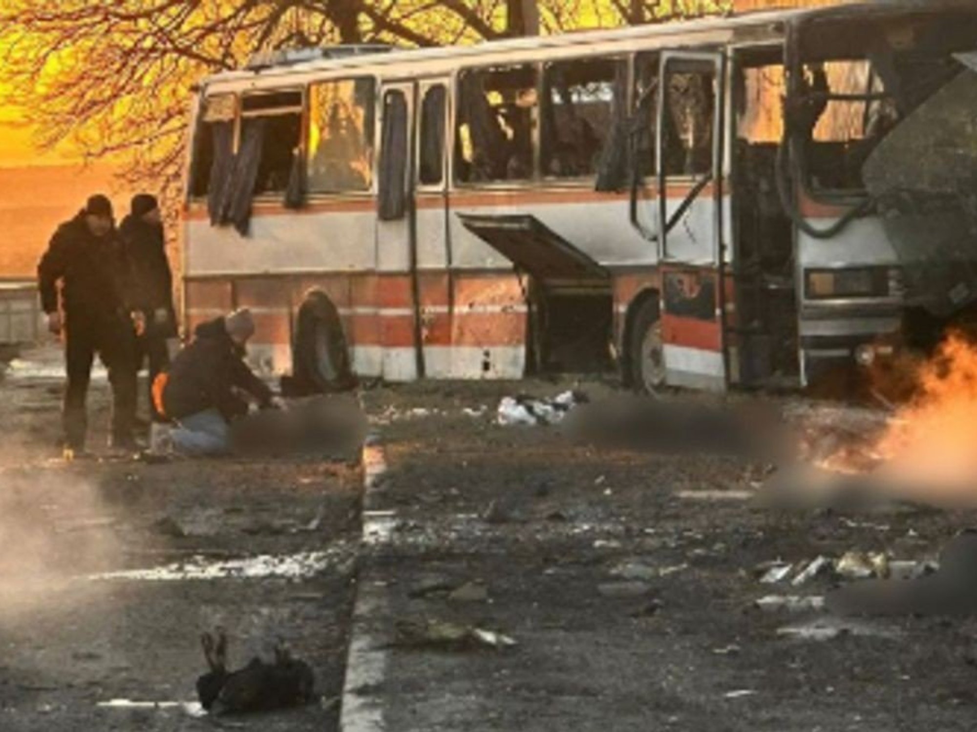 Russian drone strike on bus in Ukraine kills 12 mine workers