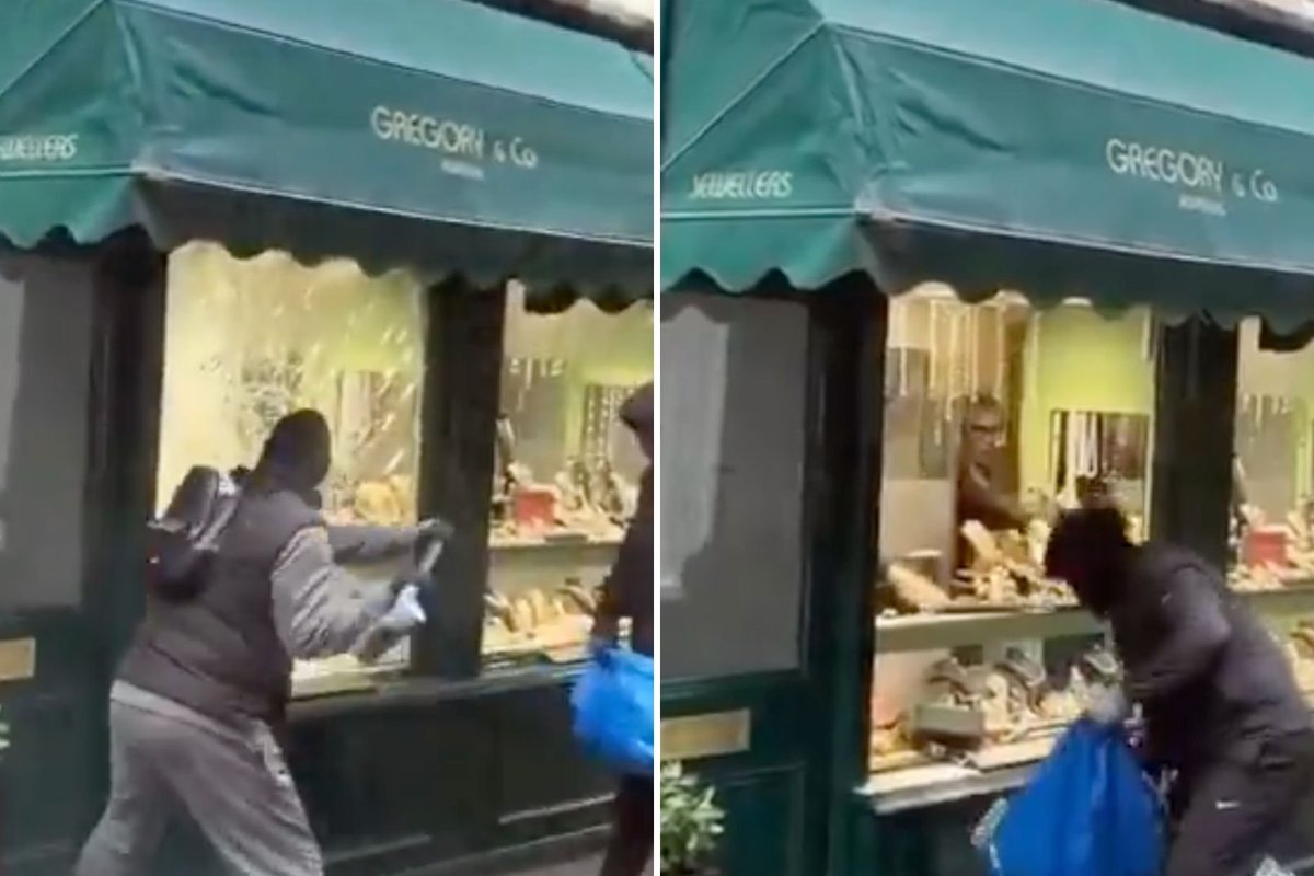 Shocking moment thugs hammer into London jewellery store in broad daylight