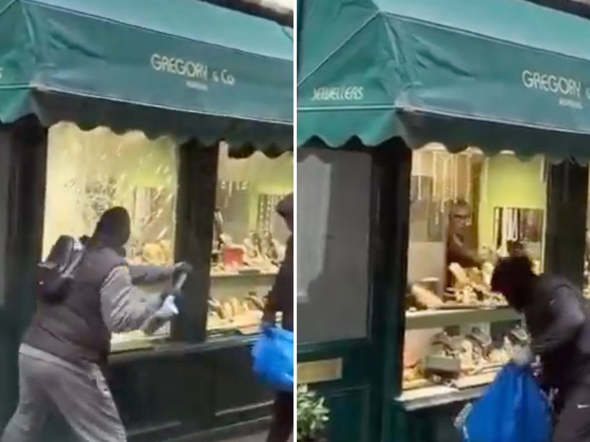Shocking moment thugs hammer into London jewellery store in broad daylight