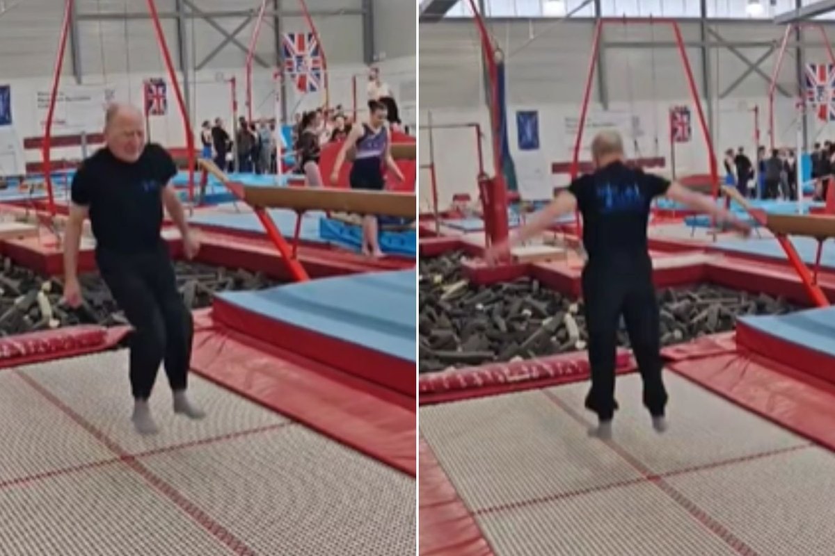 British great-grandfather wins two trampolining gold medals at age of 91