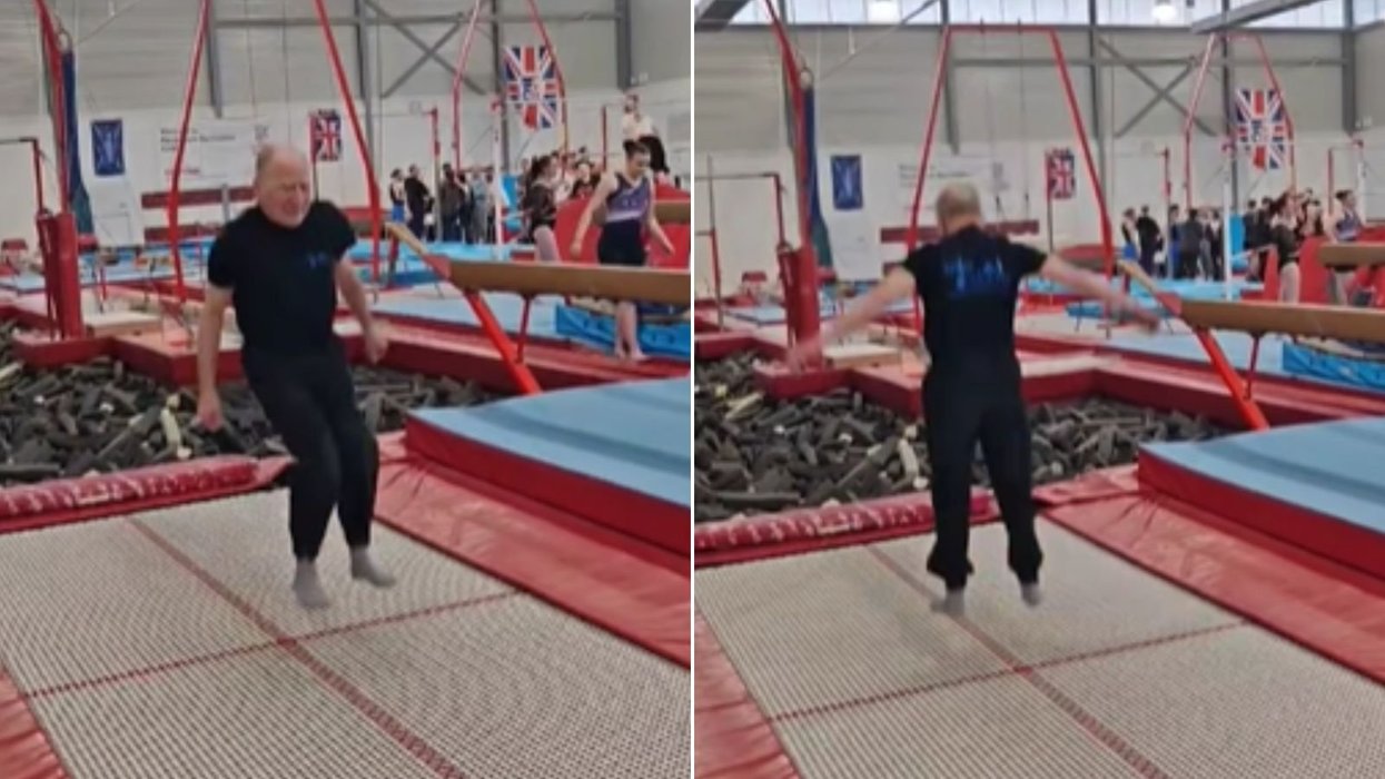 British great-grandfather wins two trampolining gold medals at age of 91
