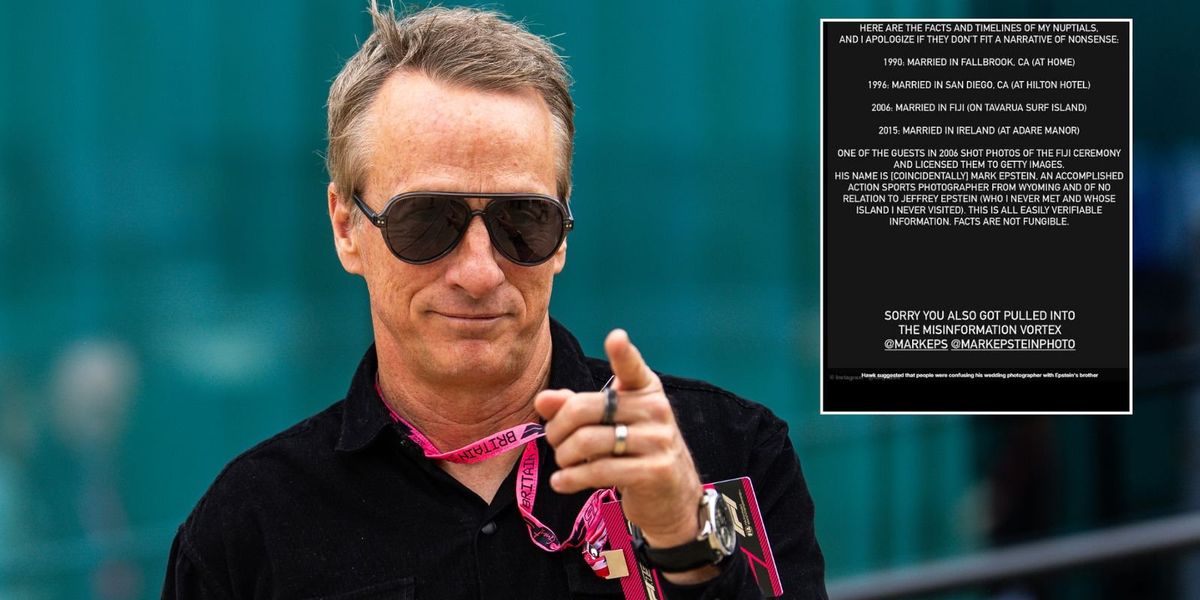 Tony Hawk denies marrying on Jeffrey Epstein’s island as skateboarding icon debunks ‘narrative of nonsense’ Tony Hawk denies marrying on Jeffrey Epstein’s island as skateboarding icon debunks ‘narrative of nonsense’