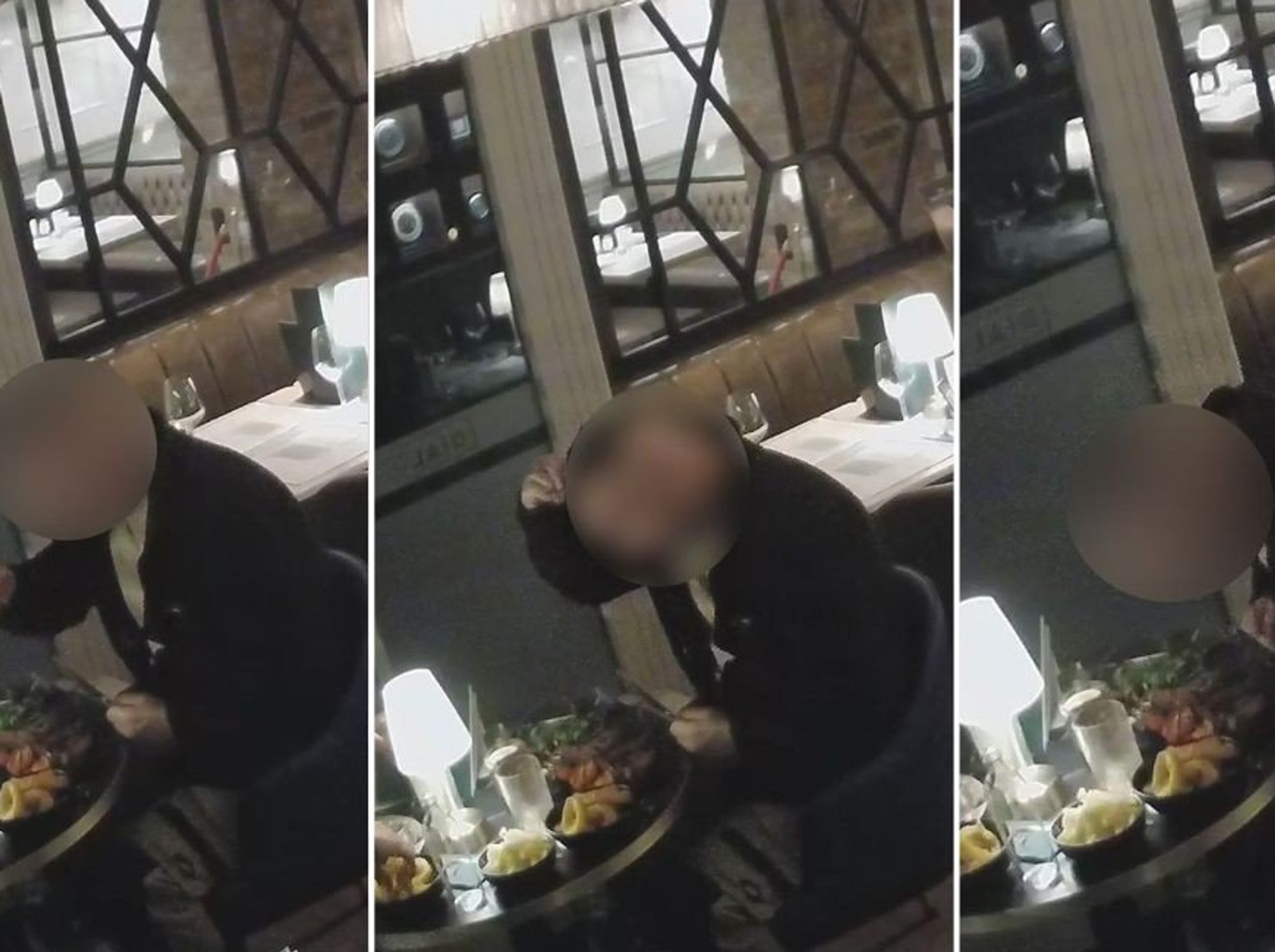 'Aggressive' diners caught on CCTV 'planting hair in their food' before refusing to pay £165 bill