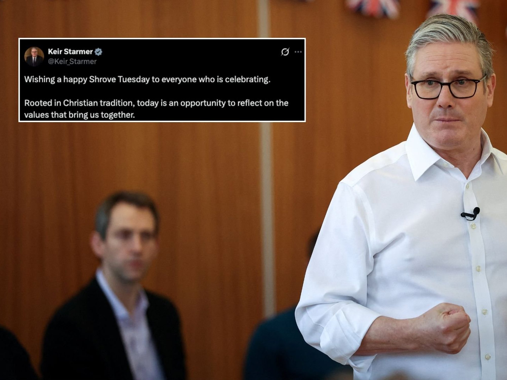 Keir Starmer celebrates the Christian origins of Shrove Tuesday as he emphasises 'values that bri...