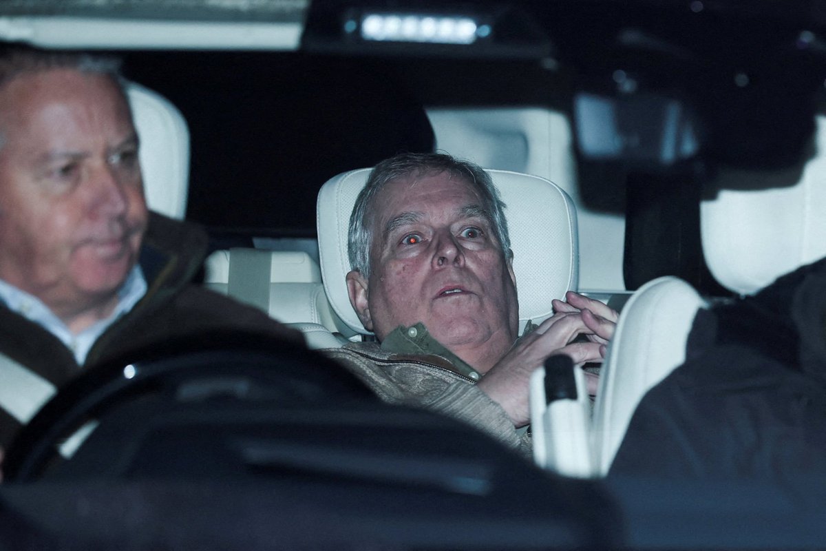 Andrew Mountbatten-Windsor pictured in back of car as former royal released from police station