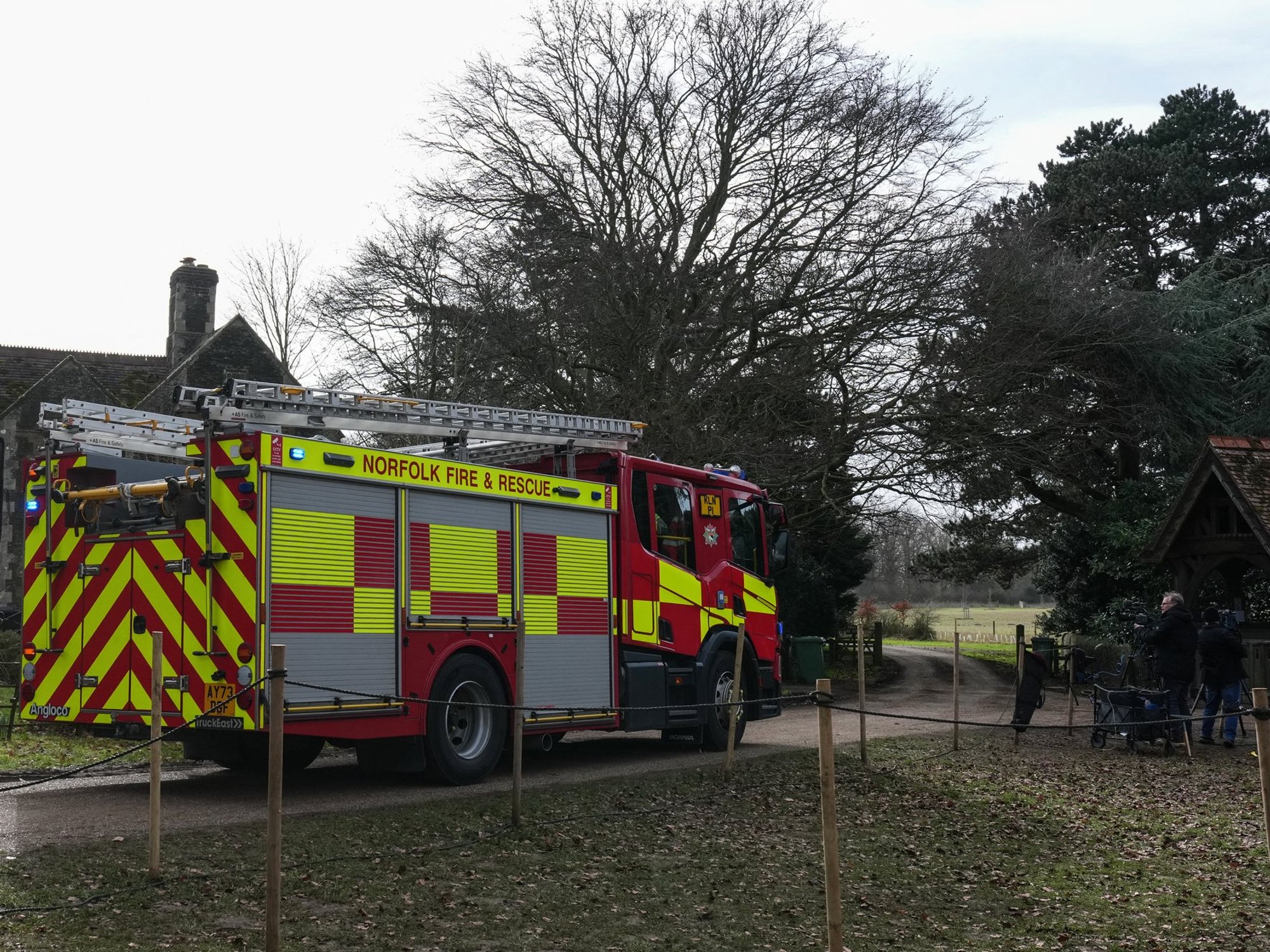 Firefighters enter Andrew Mountbatten-Windsor's home after rushing to the scene