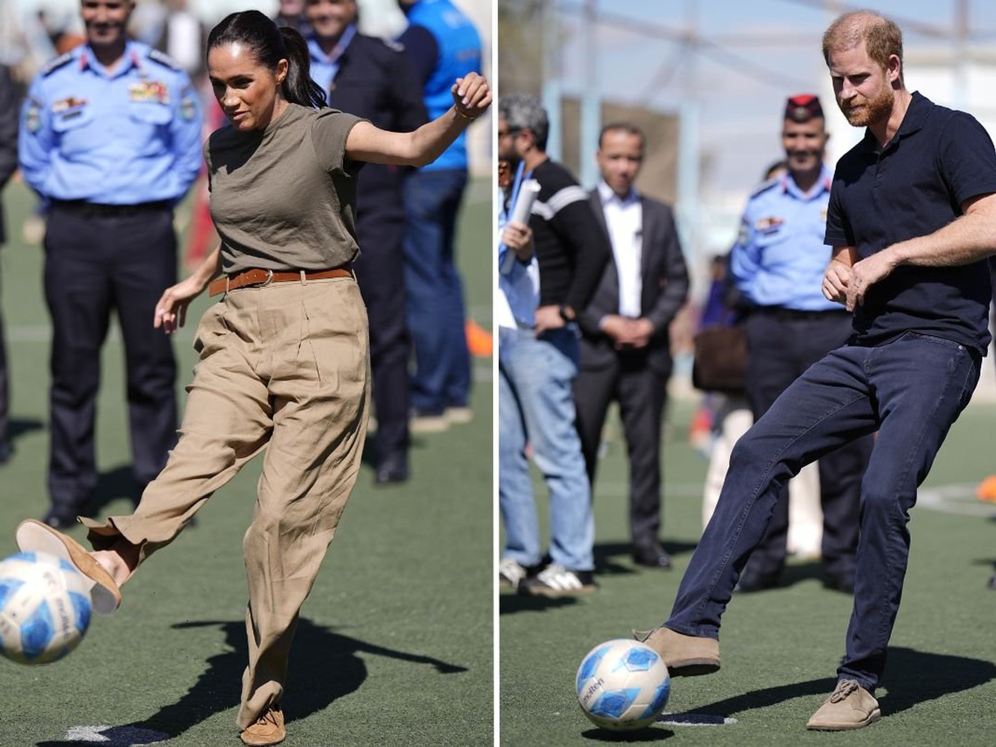 Meghan Markle puts Prince Harry to shame on football pitch with powerful strike