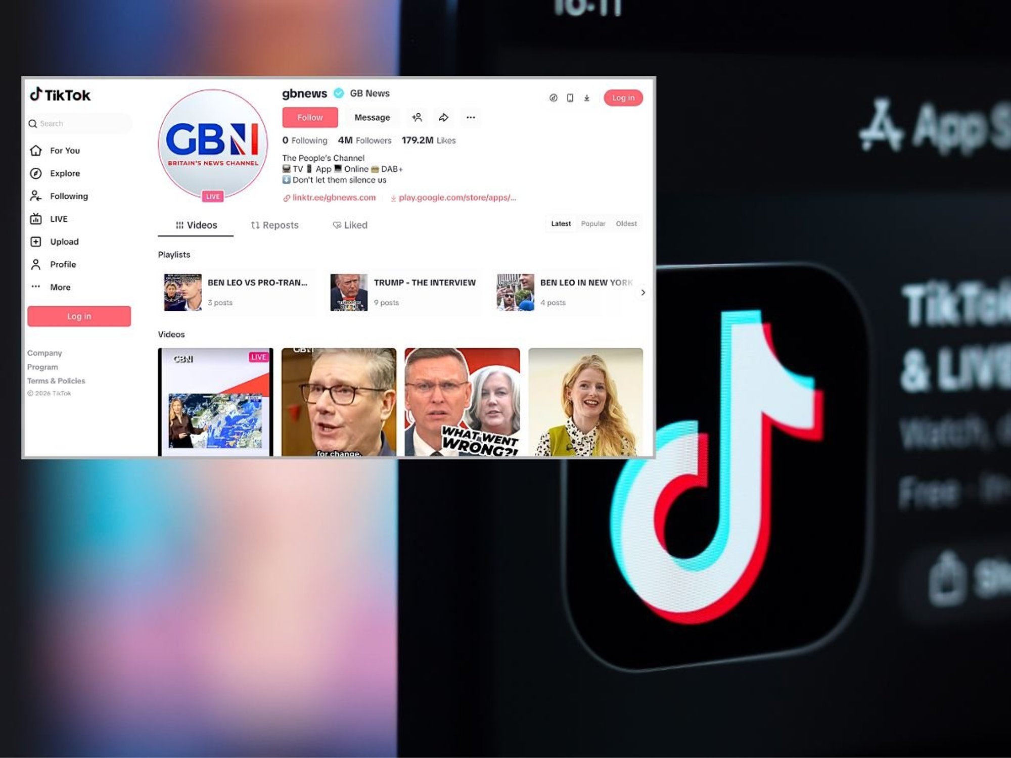 GB News now followed by four million people on TikTok