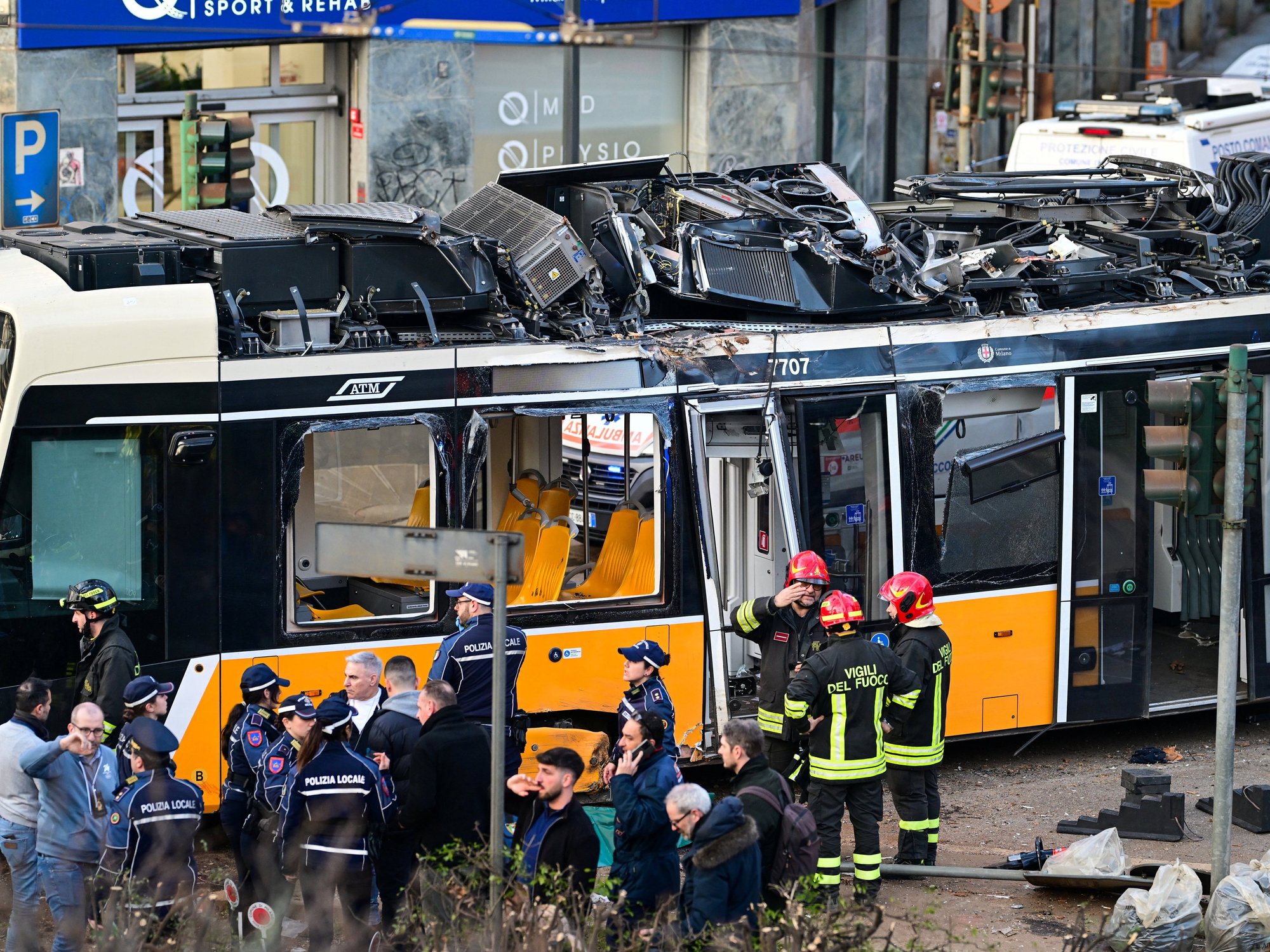 Two dead and dozens injured after Milan tram derails in horror crash