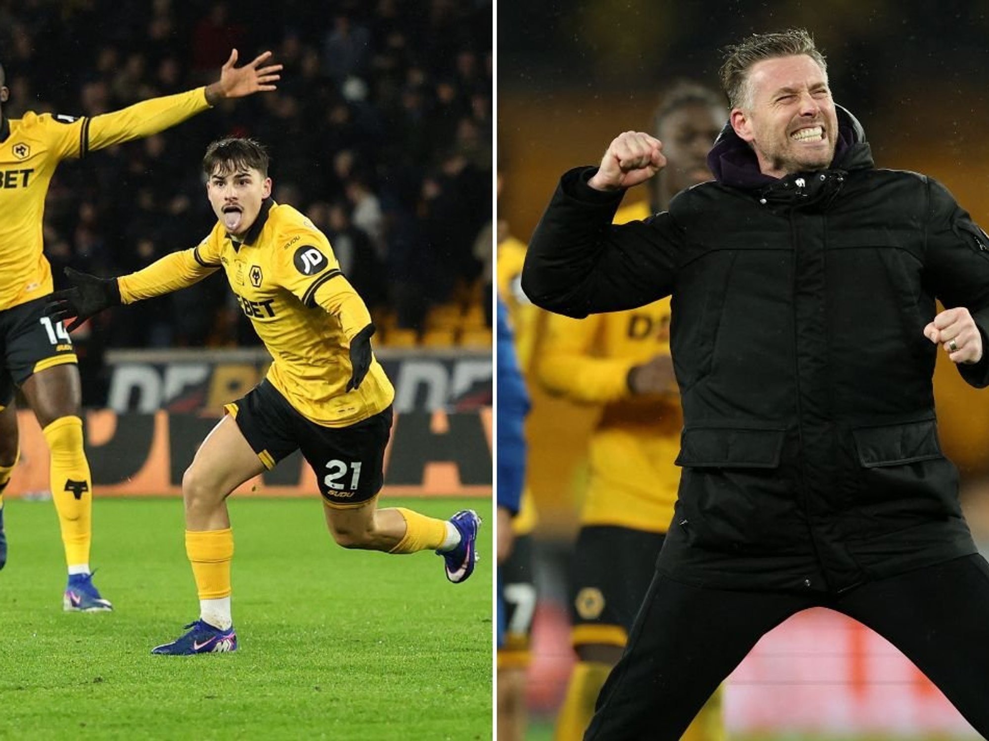 Wolves get morale-boosting victory over Aston Villa as Rob Edwards celebrates win wildly after st...