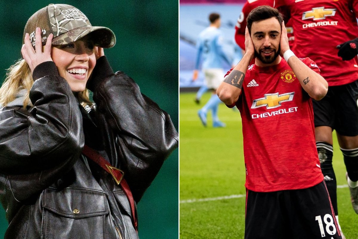 Sydney Sweeney randomly copies Bruno Fernandes after scoring goal at football match