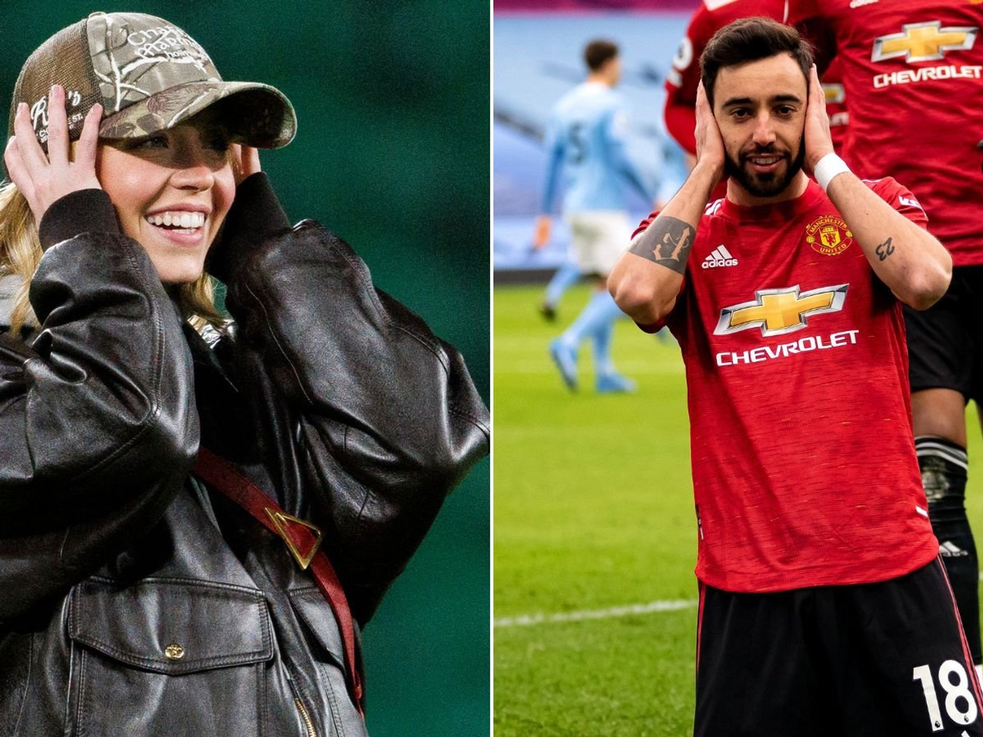 Sydney Sweeney randomly copies Bruno Fernandes after scoring goal at football match